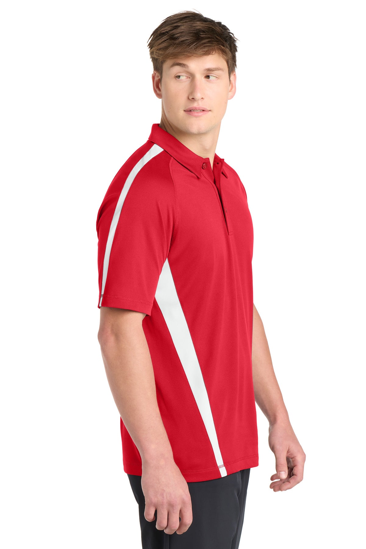 Sport-Tek PosiCharge Micro-Mesh Colorblock Polo. ST685 - True Red/ White - side