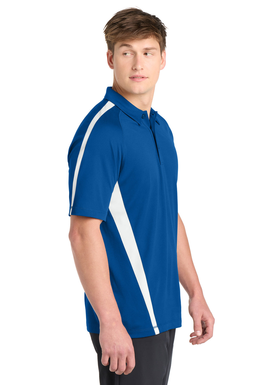 Sport-Tek PosiCharge Micro-Mesh Colorblock Polo. ST685 - True Royal/ White - side