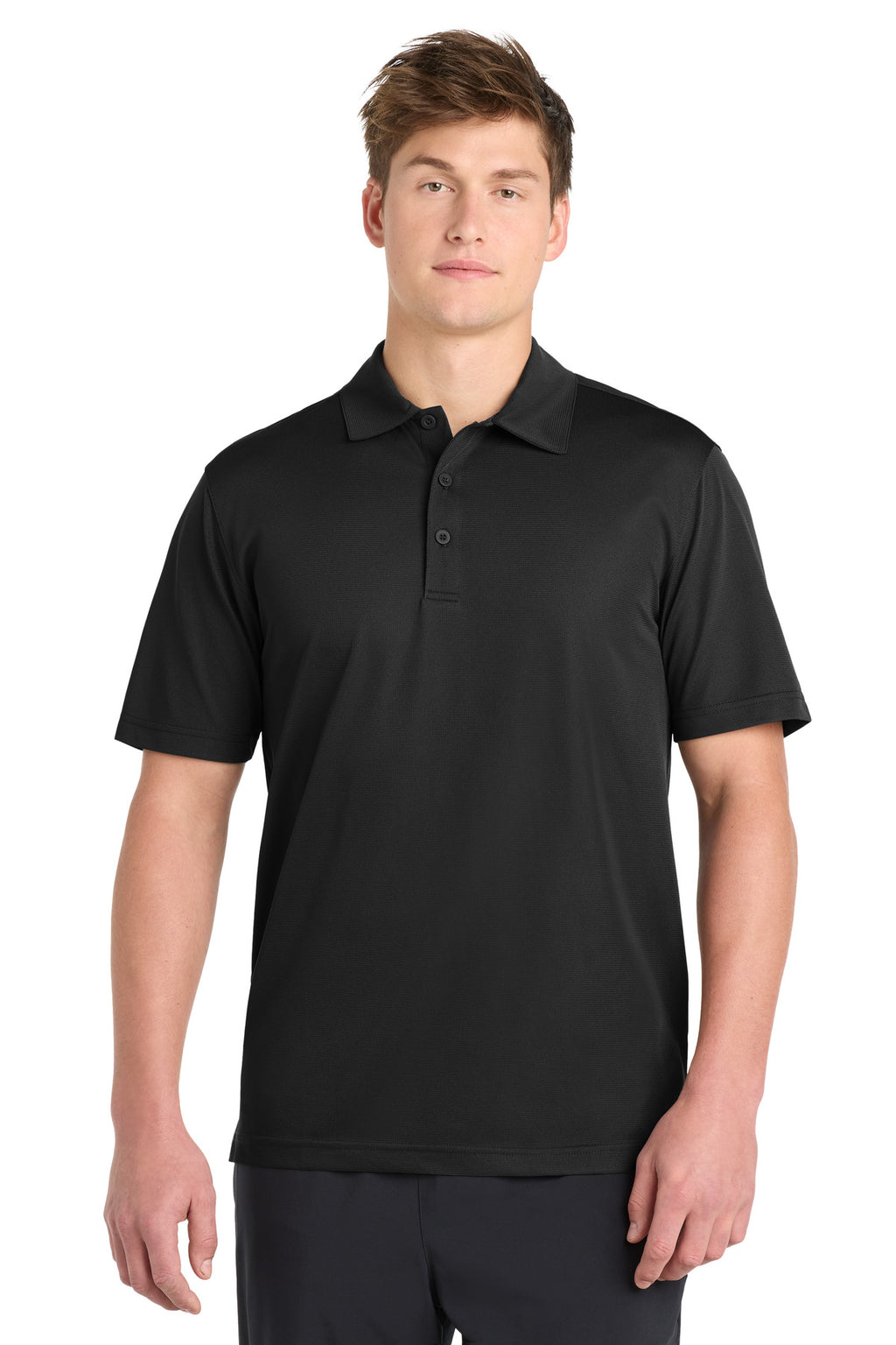 Sport-Tek PosiCharge Active Textured Polo. ST690 - Black - front
