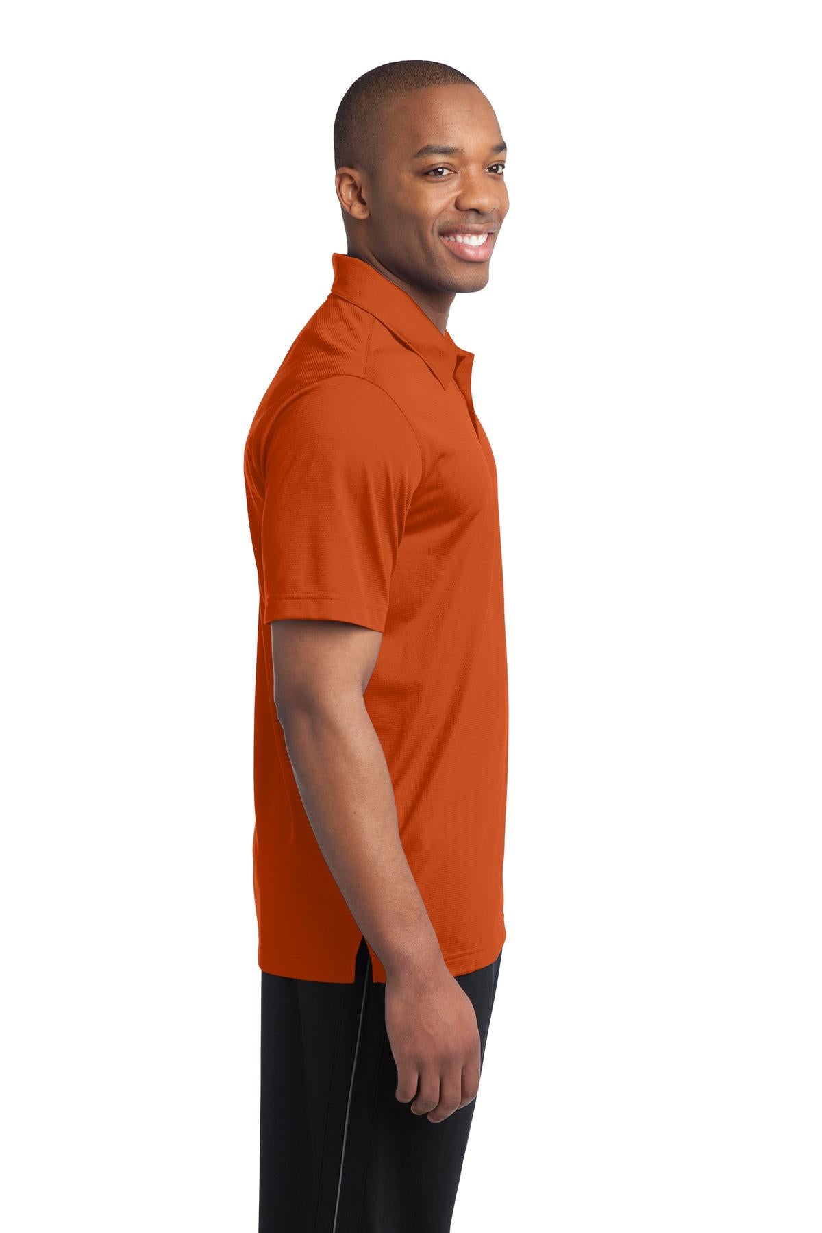 Sport-Tek PosiCharge Active Textured Polo. ST690 - Deep Orange - side