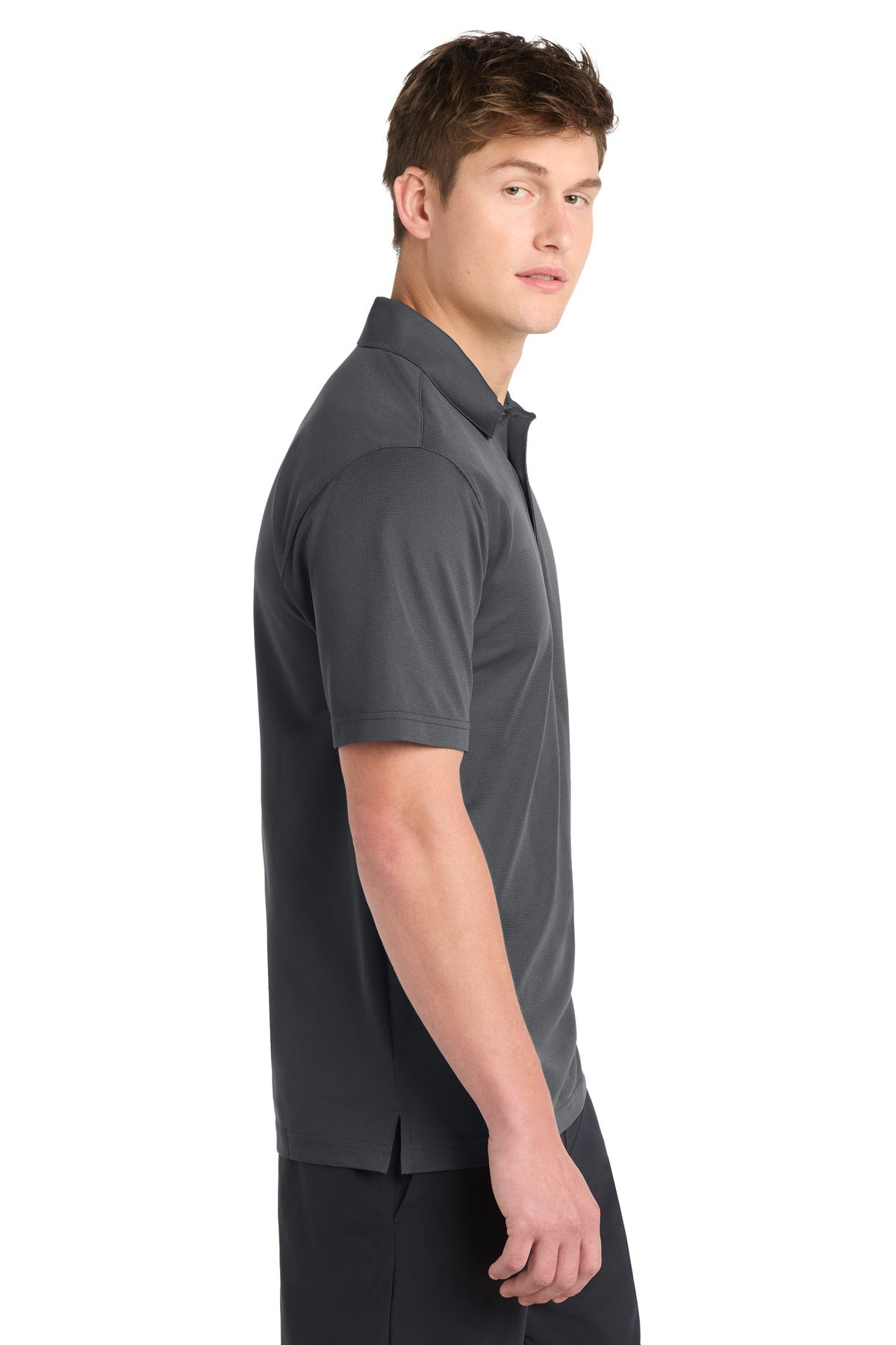 Sport-Tek PosiCharge Active Textured Polo. ST690 - Iron Grey - side