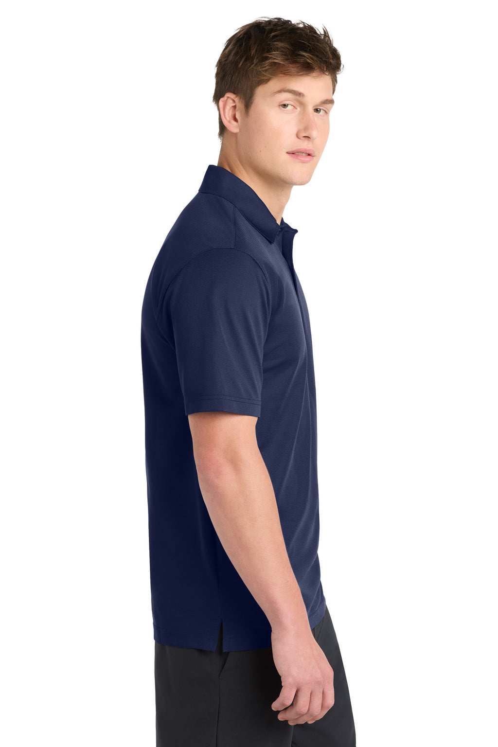 Sport-Tek PosiCharge Active Textured Polo. ST690 - True Navy - side
