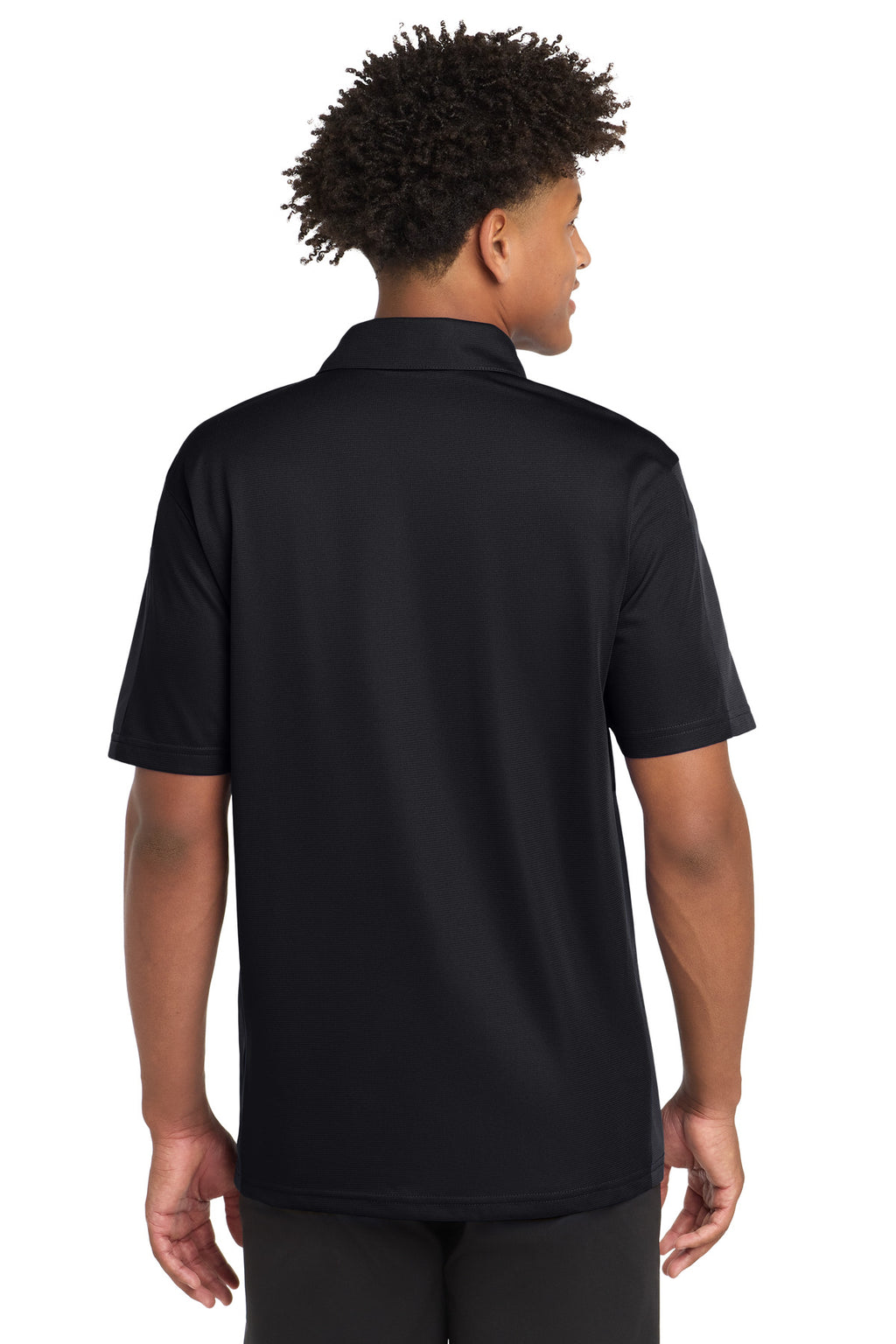 DISCONTINUED Sport-Tek PosiCharge Active Textured Colorblock Polo. ST695 - Black/ Grey - back