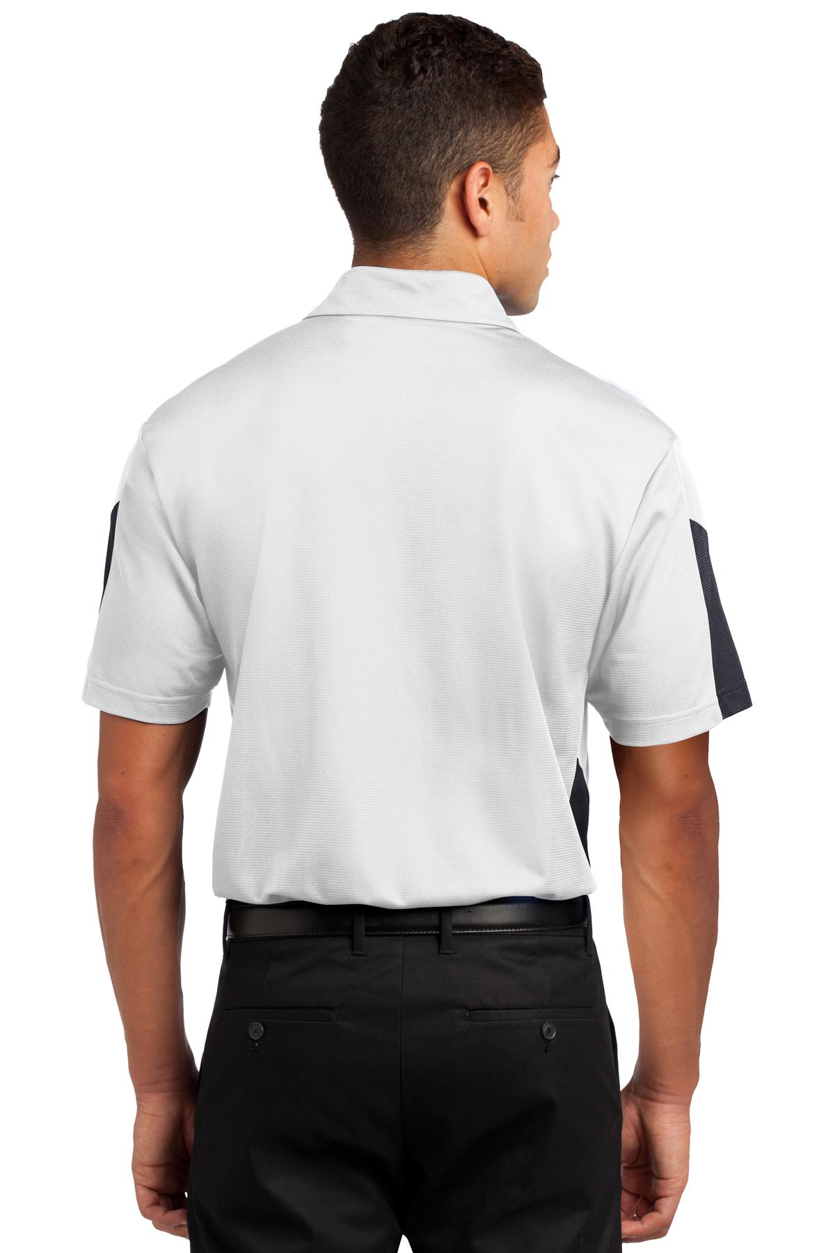 DISCONTINUED Sport-Tek PosiCharge Active Textured Colorblock Polo. ST695 - White/ Grey - back