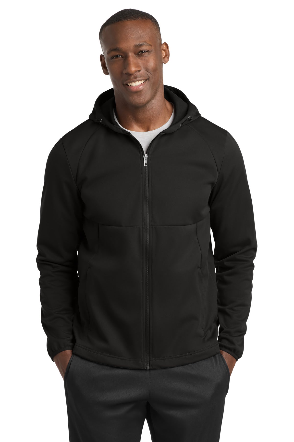 Sport-Tek Hooded Soft Shell Jacket ST980 - Deep Black - front