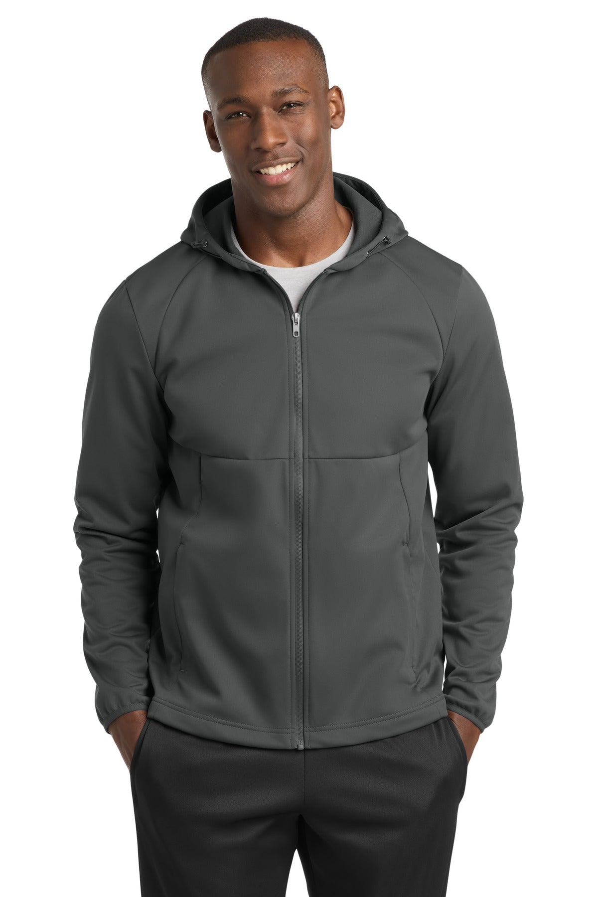 Sport-Tek Hooded Soft Shell Jacket ST980 - Graphite - front