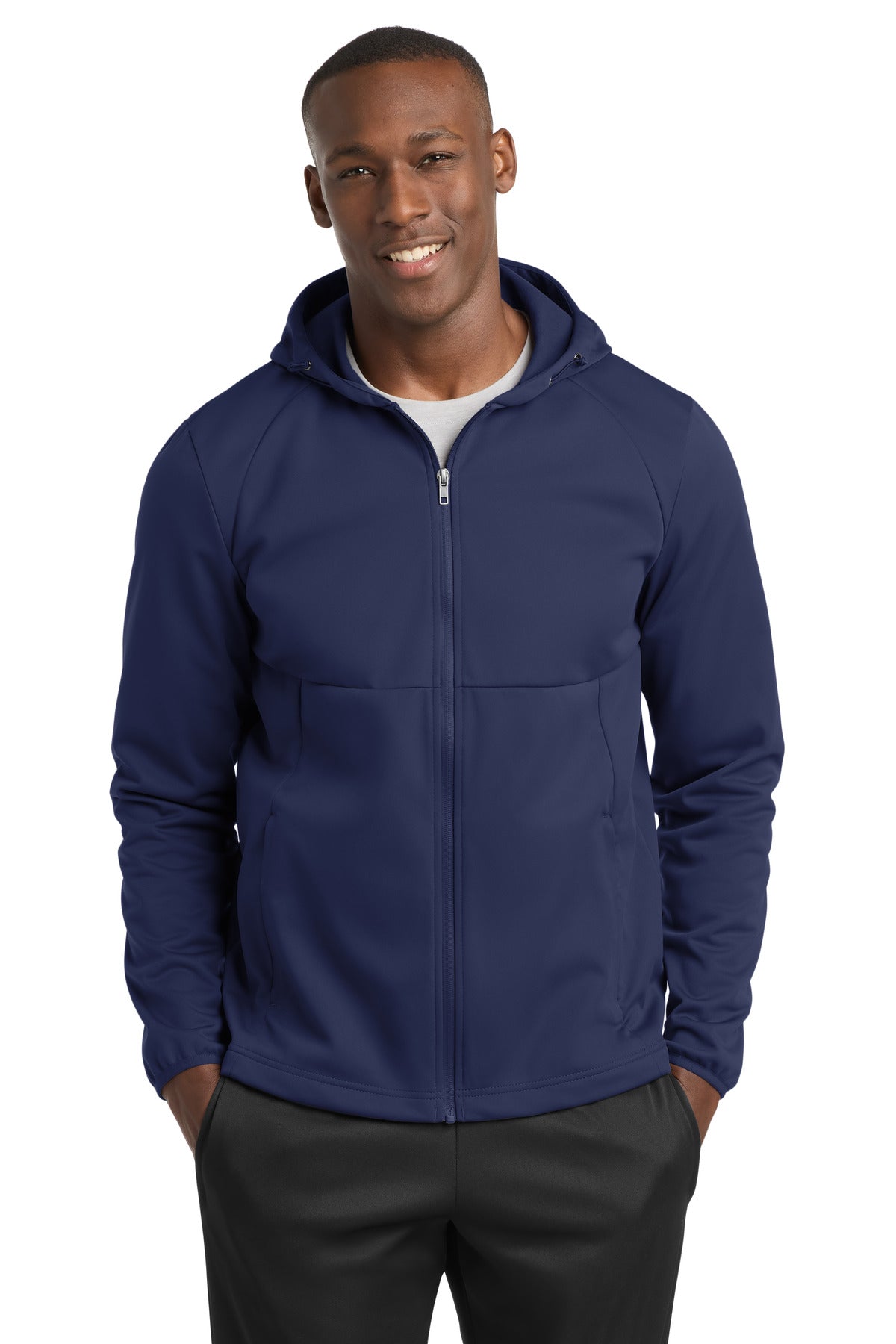 Sport-Tek Hooded Soft Shell Jacket ST980 - True Navy - front