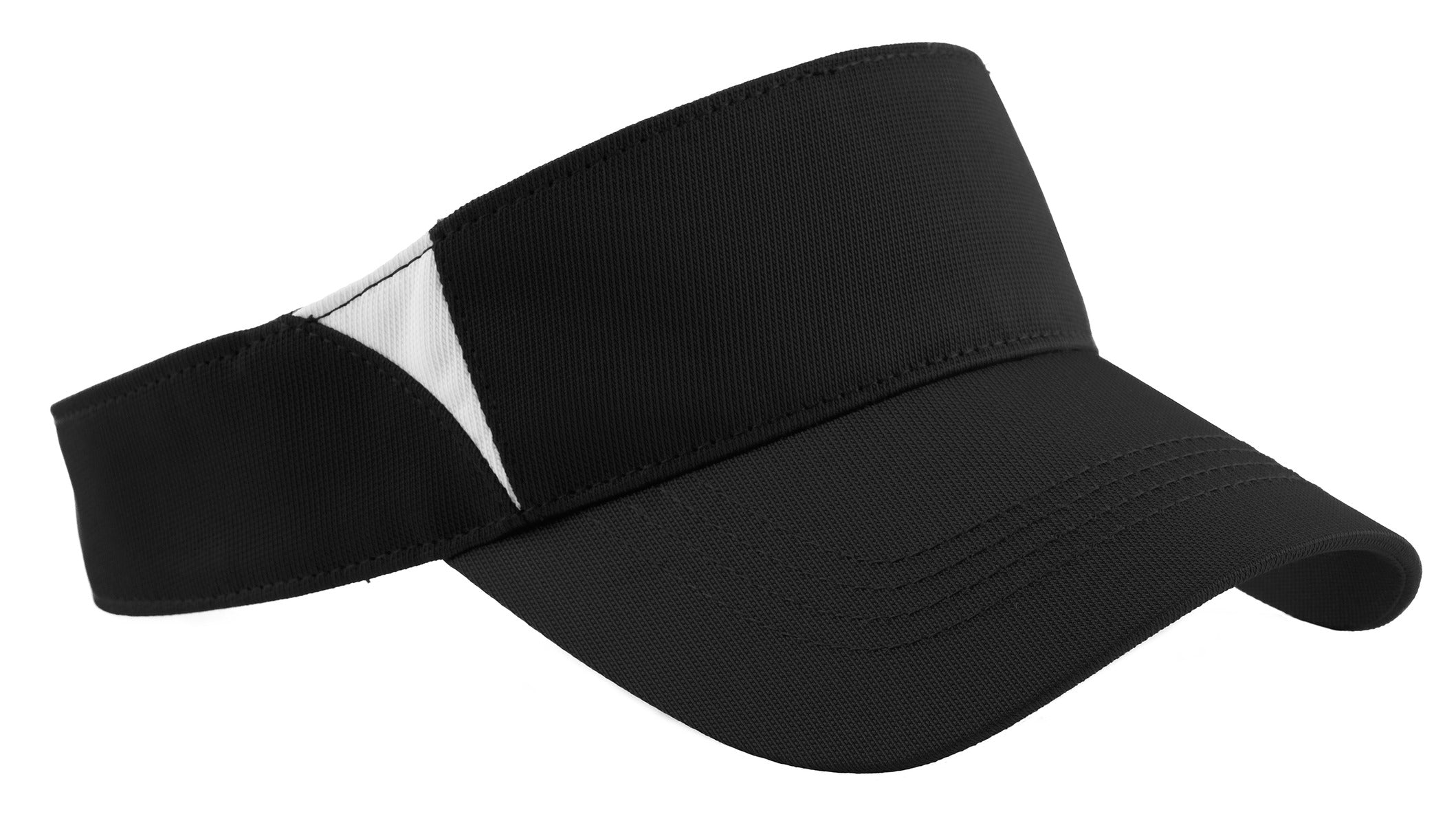 Sport-Tek Dry Zone Colorblock Visor. STC13 - Black/ White - front