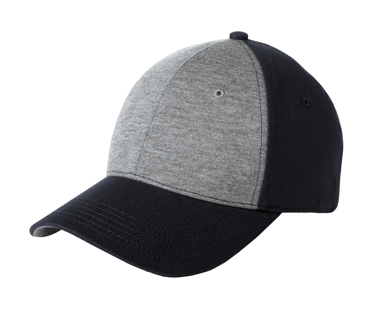 DISCONTINUED Sport-Tek Jersey Front Cap. STC18 - Vintage Heather/ Black - front
