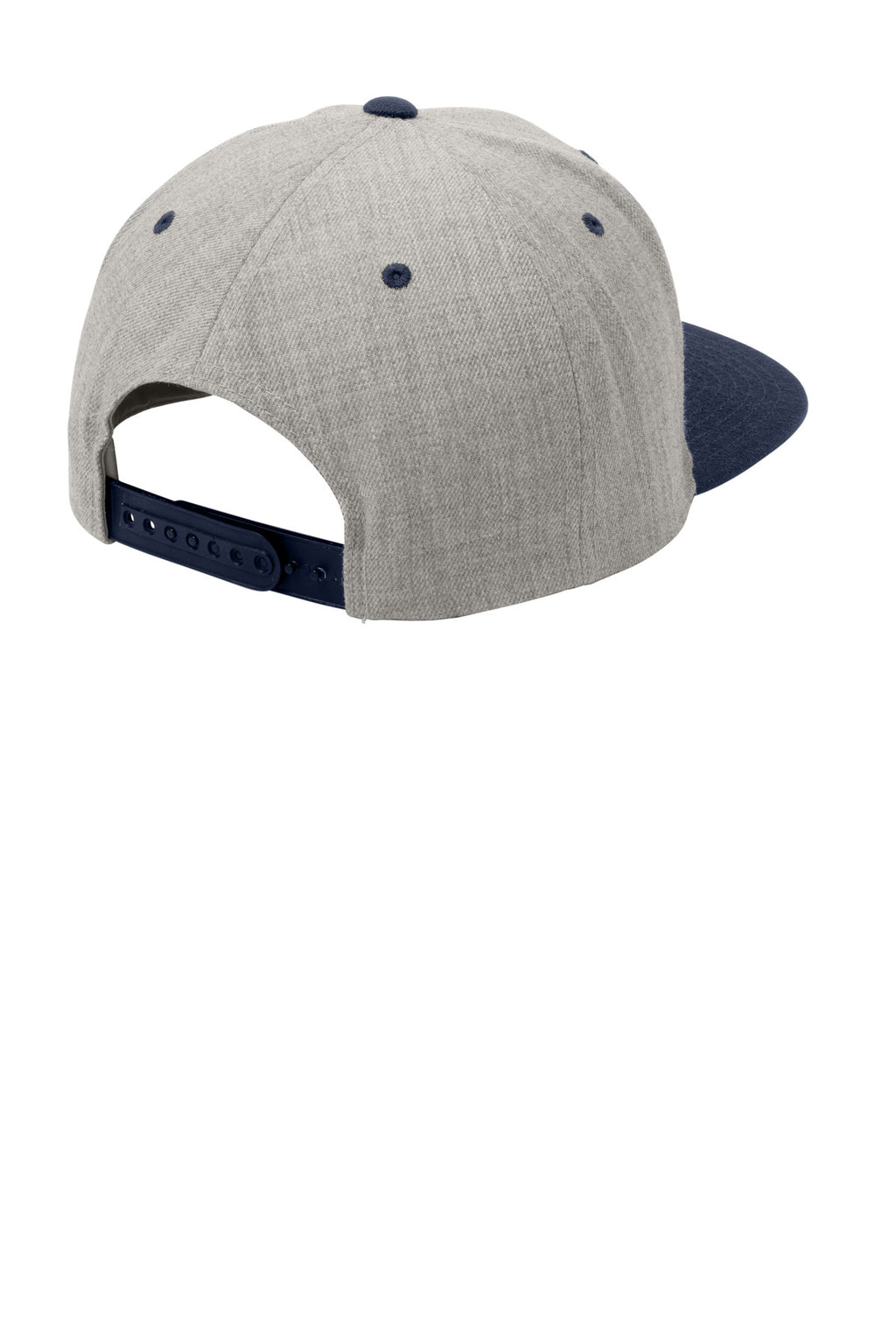 Sport-Tek YP Classics Flat Bill Snapback Cap. STC19 - Heather Grey/ True Navy - back