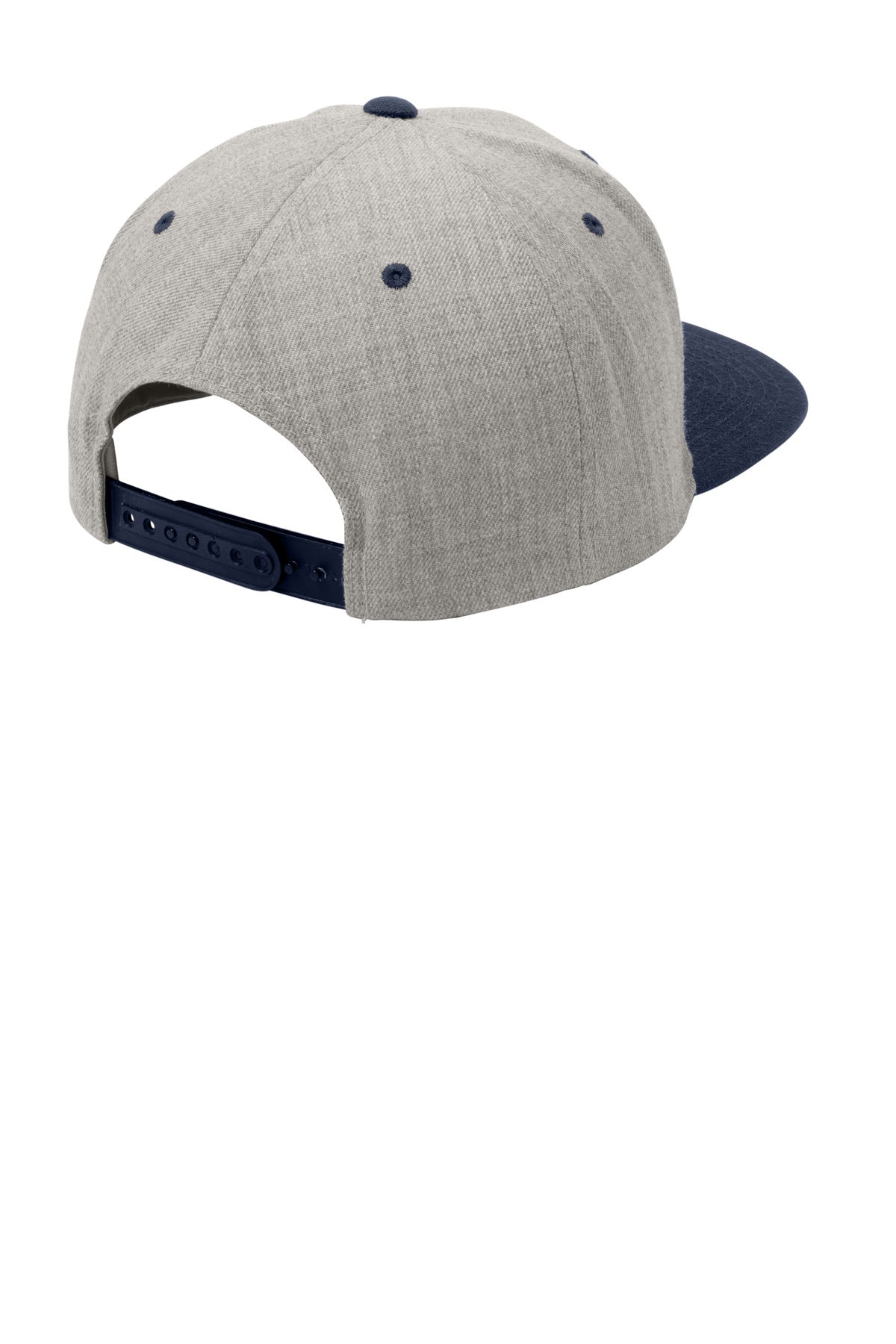 Sport-Tek YP Classics Flat Bill Snapback Cap. STC19 - Heather Grey/ True Navy - back