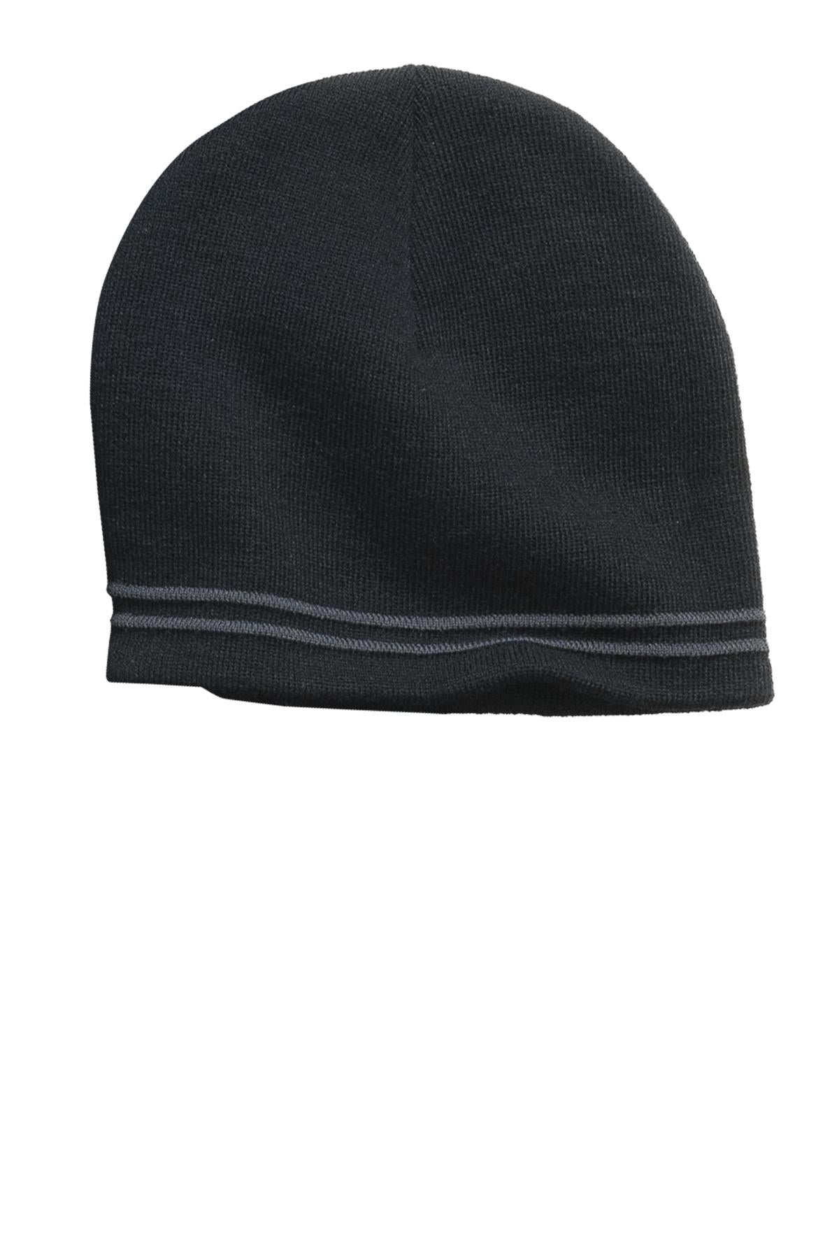DISCONTINUED Sport-Tek Spectator Beanie. STC20 - Black/ Iron Grey - front
