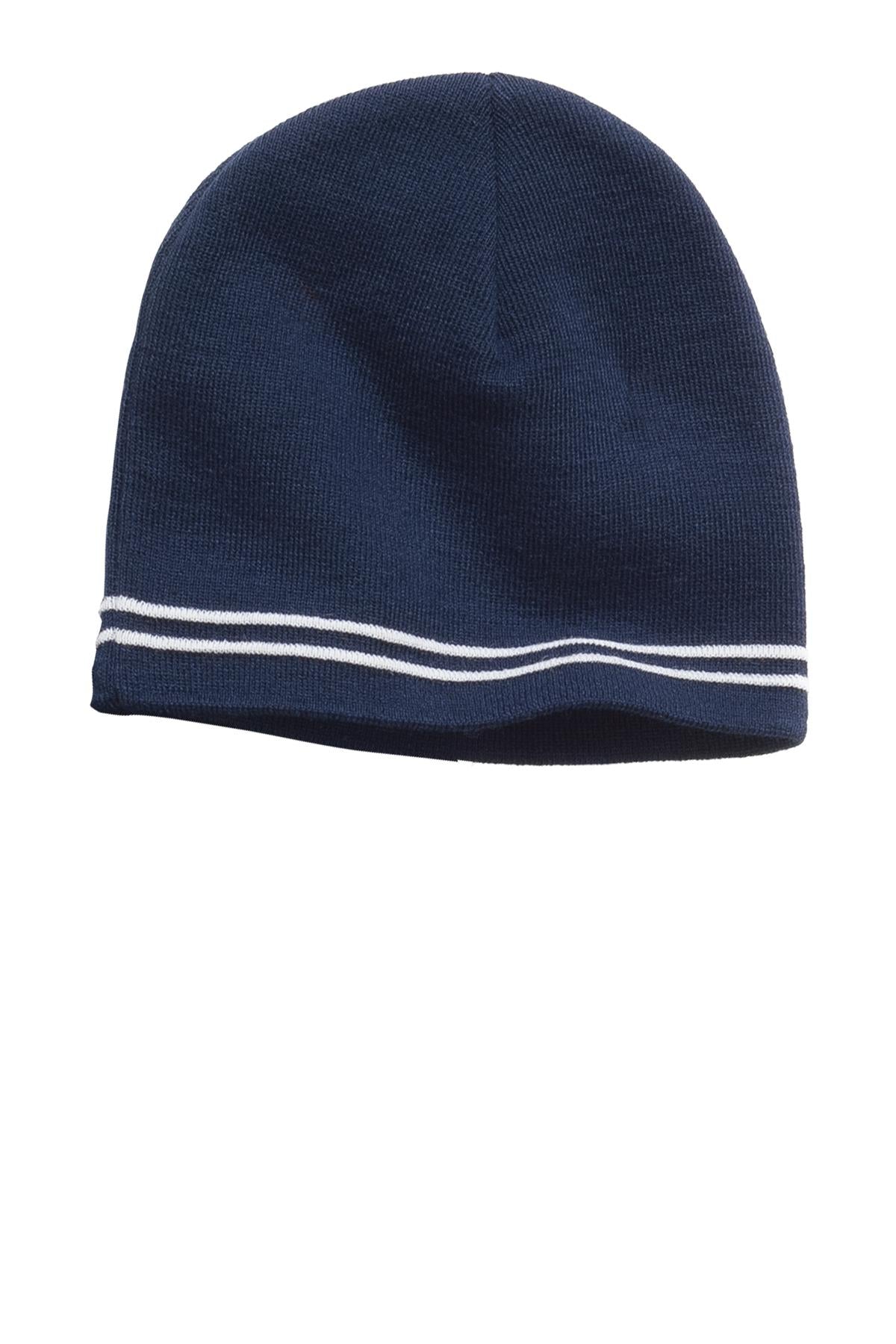 DISCONTINUED Sport-Tek Spectator Beanie. STC20 - True Navy/ White - front
