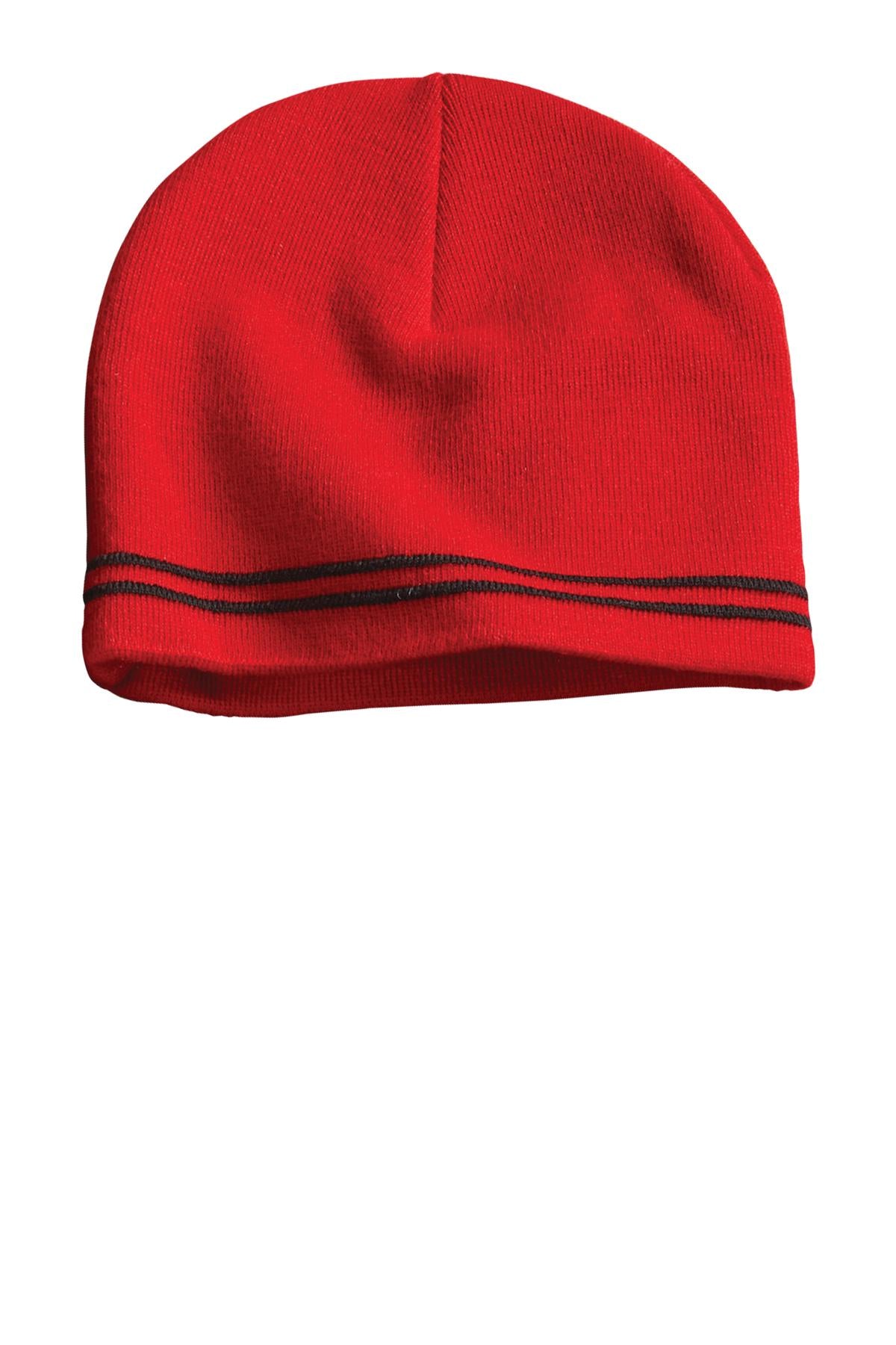 DISCONTINUED Sport-Tek Spectator Beanie. STC20 - True Red/ Black - front