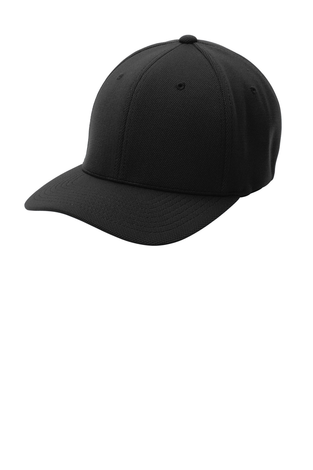 Sport-Tek Flexfit Cool & Dry Poly Block Mesh Cap. STC22 - Black - front