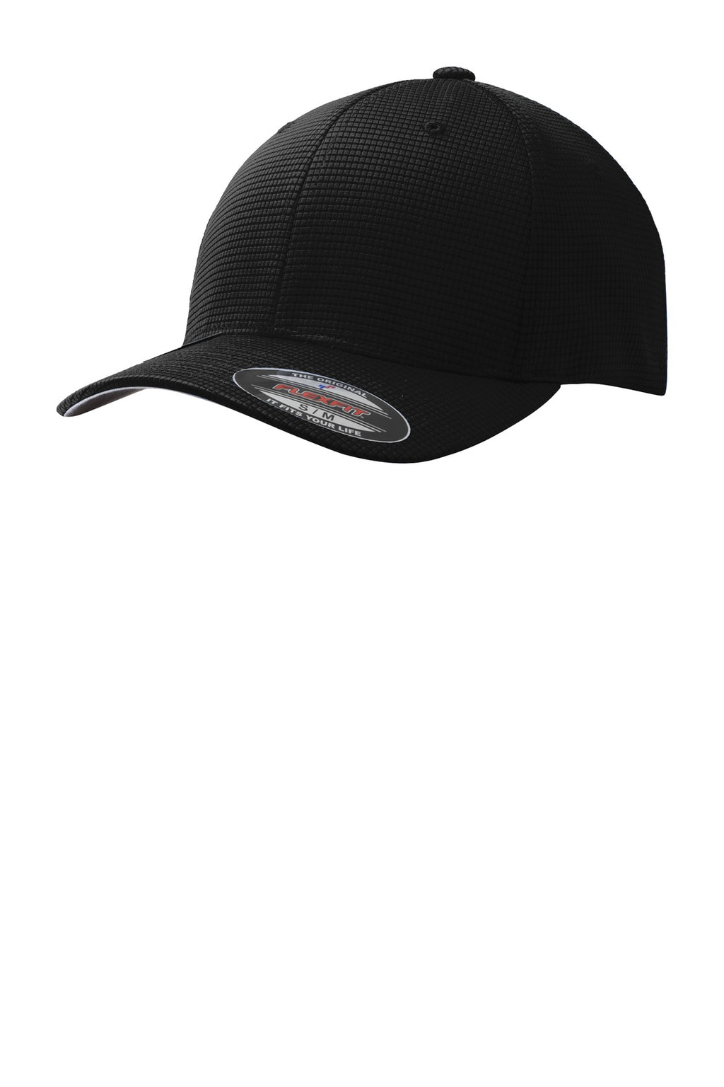 DISCONTINUED Sport-Tek Flexfit Grid Texture Cap. STC33 - Black - front