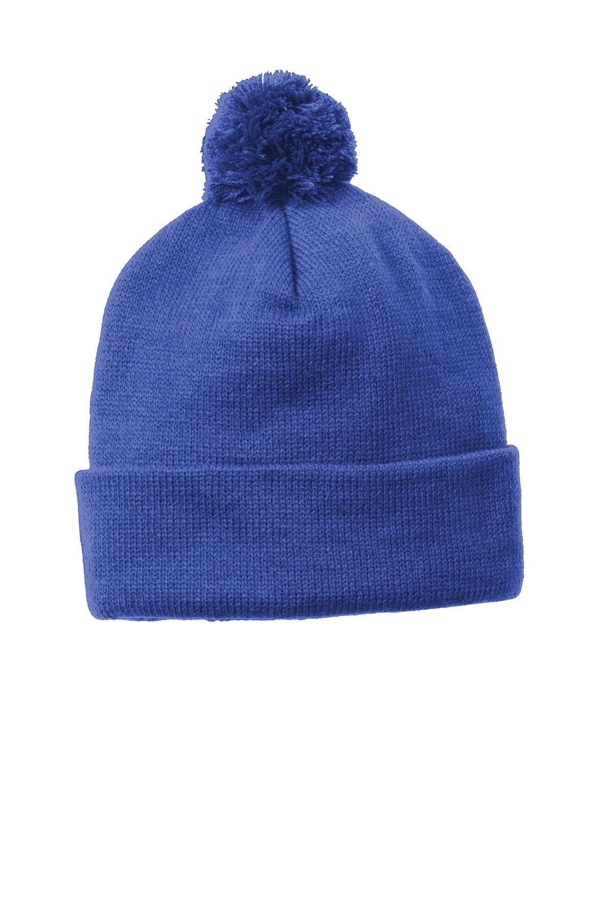 Sport-Tek Solid Pom Pom Beanie. STC37 - True Royal - front