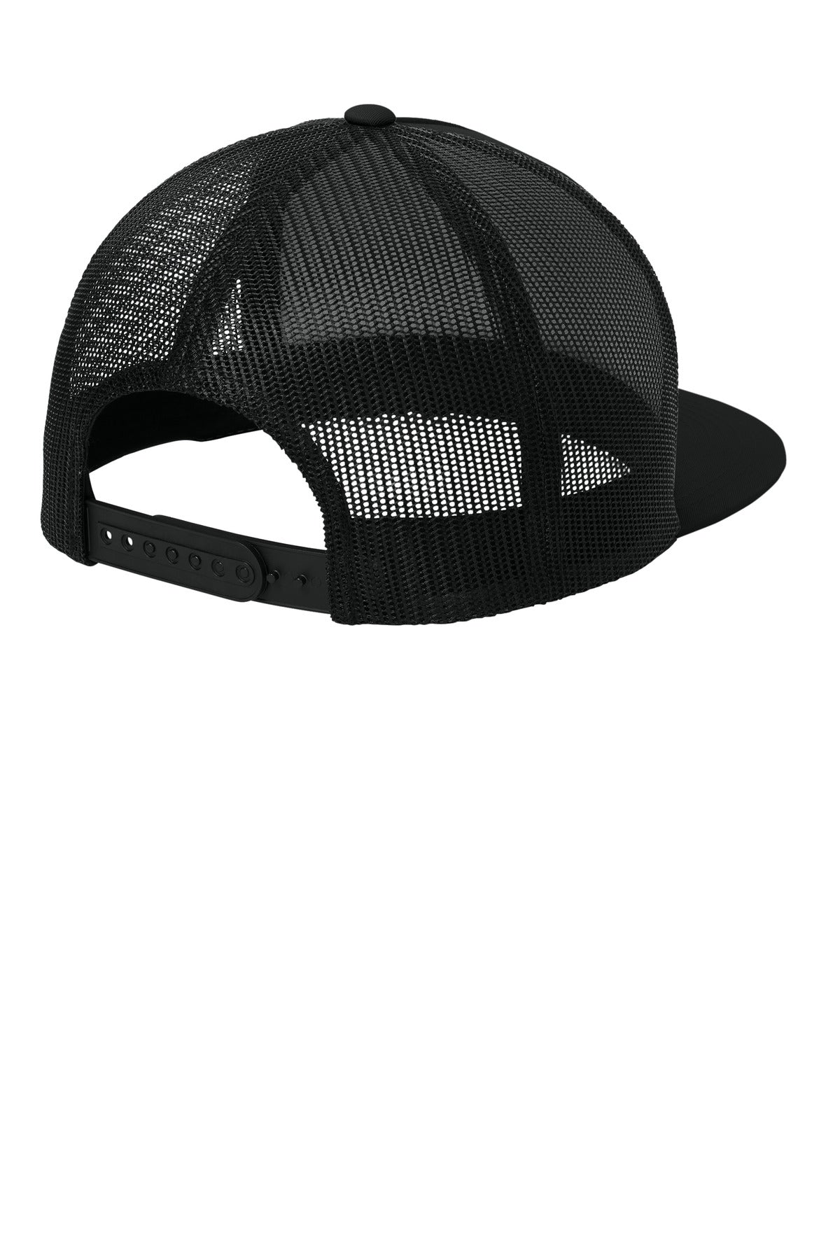 Sport-Tek YP Classics 5-Panel Classic Trucker Mesh Back Cap. STC38 - Black/ Black - back