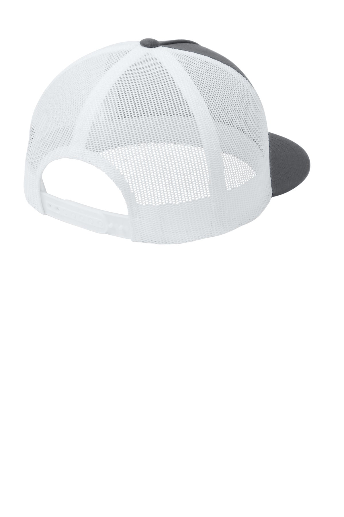 Sport-Tek YP Classics 5-Panel Classic Trucker Mesh Back Cap. STC38 - Graphite/ White - back