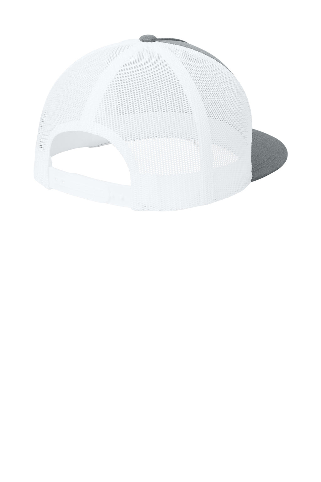 Sport-Tek YP Classics 5-Panel Classic Trucker Mesh Back Cap. STC38 - Heather Grey/ White - back