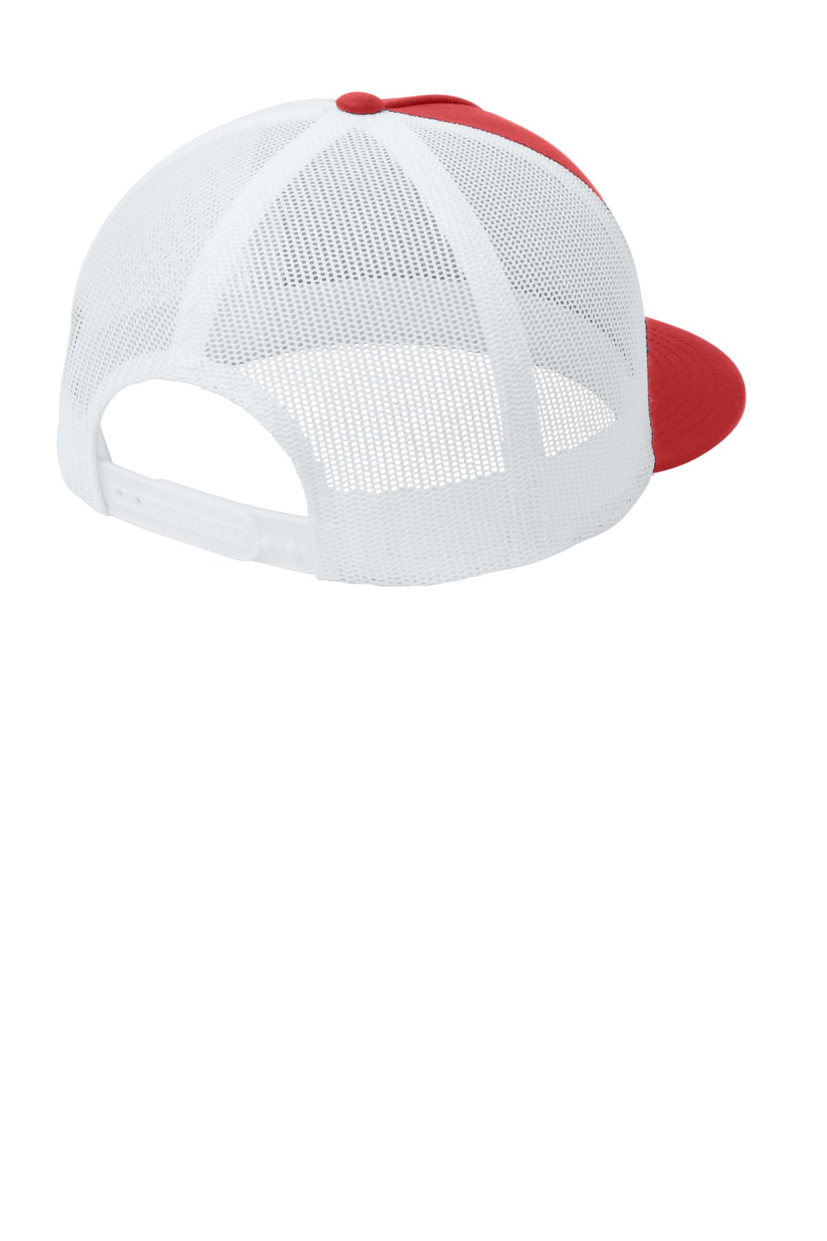 Sport-Tek YP Classics 5-Panel Classic Trucker Mesh Back Cap. STC38 - True Red/ White - back