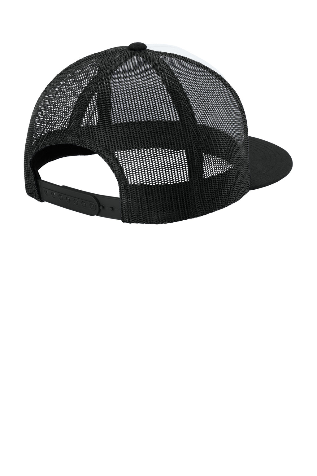 Sport-Tek YP Classics 5-Panel Classic Trucker Mesh Back Cap. STC38 - White/ Black/ Black - back
