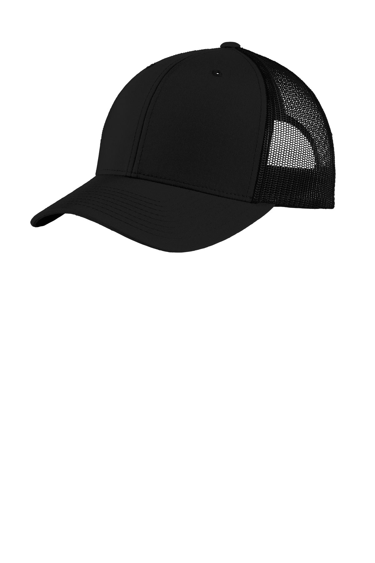 Sport-Tek YP Classics Retro Trucker Cap. STC39 - Black/ Black - front