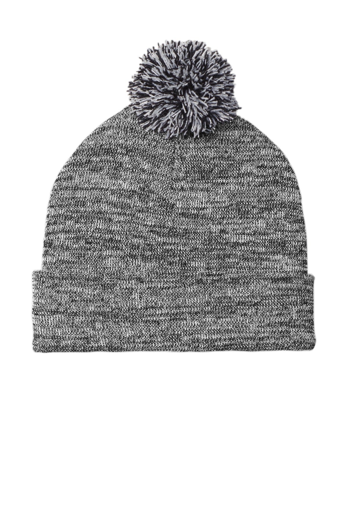 DISCONTINUED Sport-Tek Heather Pom Pom Beanie STC41 - Grey Heather - front