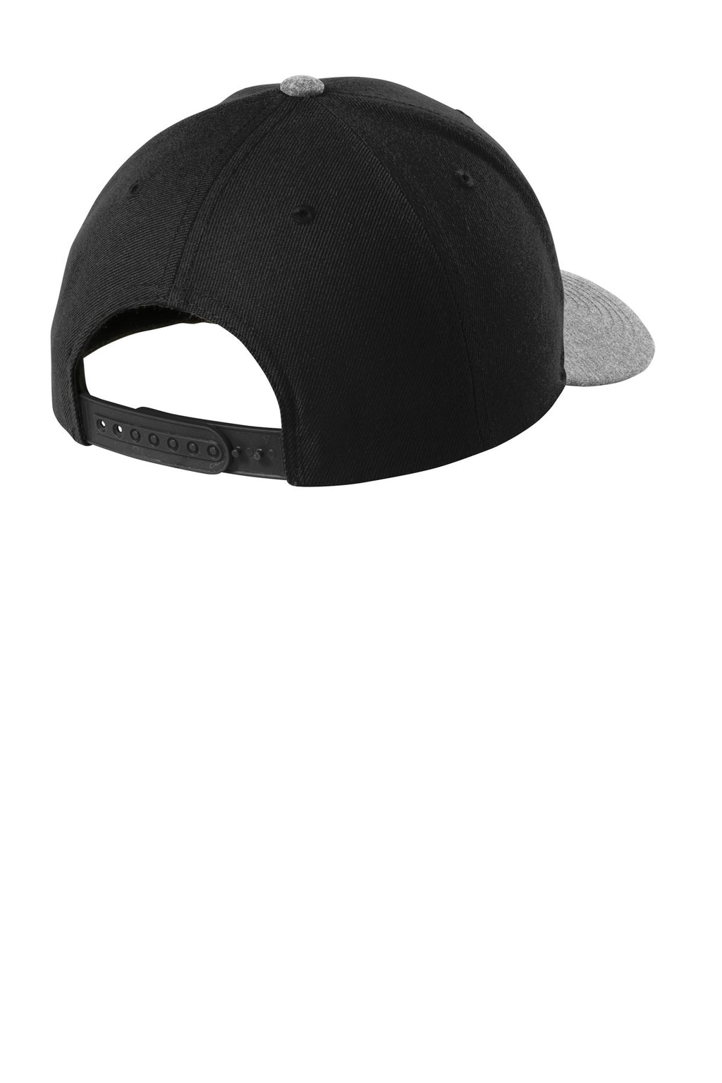 Sport-Tek YP Classics Curve Bill Snapback Cap. STC43 - Black/ Grey Heather - back