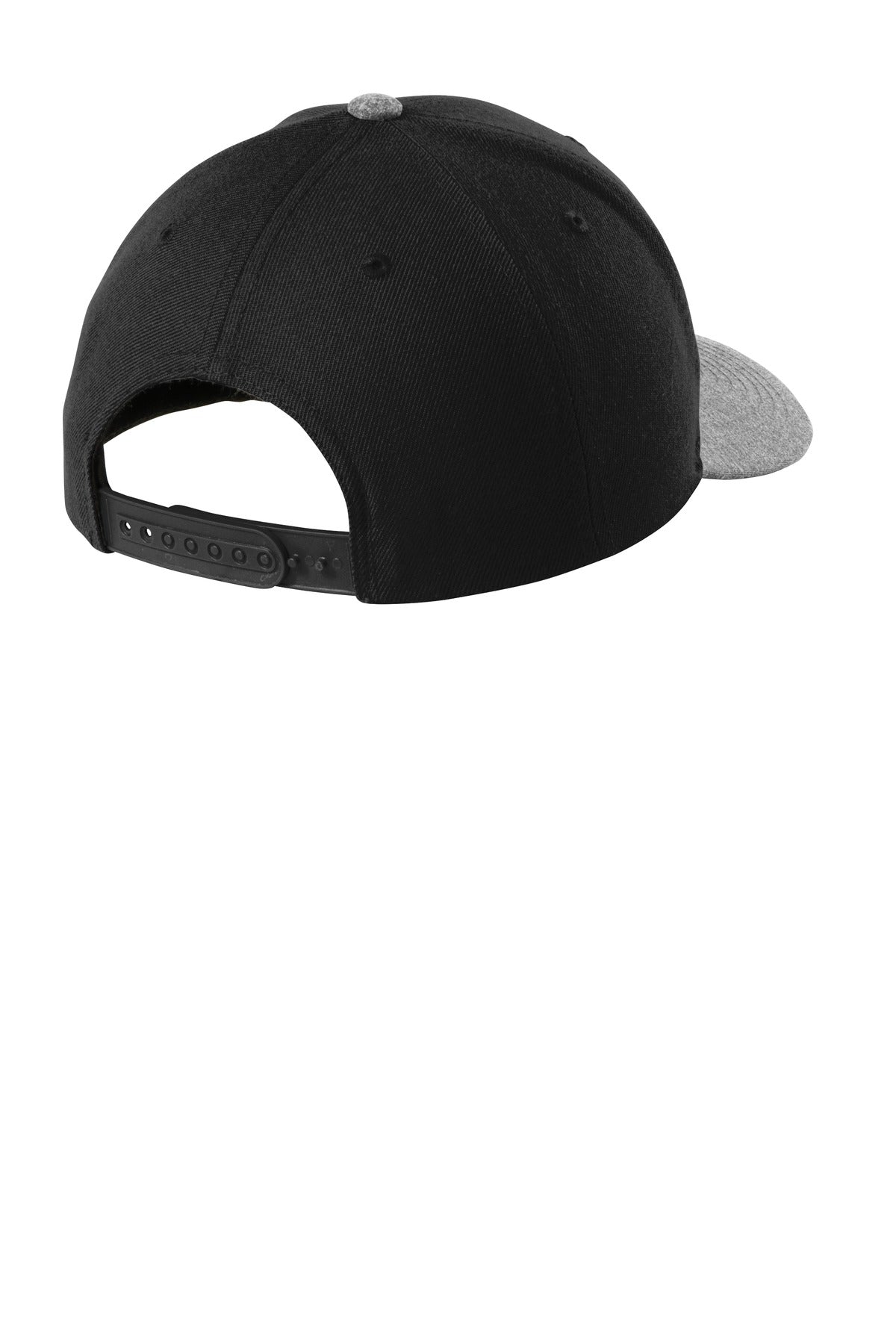 Sport-Tek YP Classics Curve Bill Snapback Cap. STC43 - Black/ Grey Heather - back