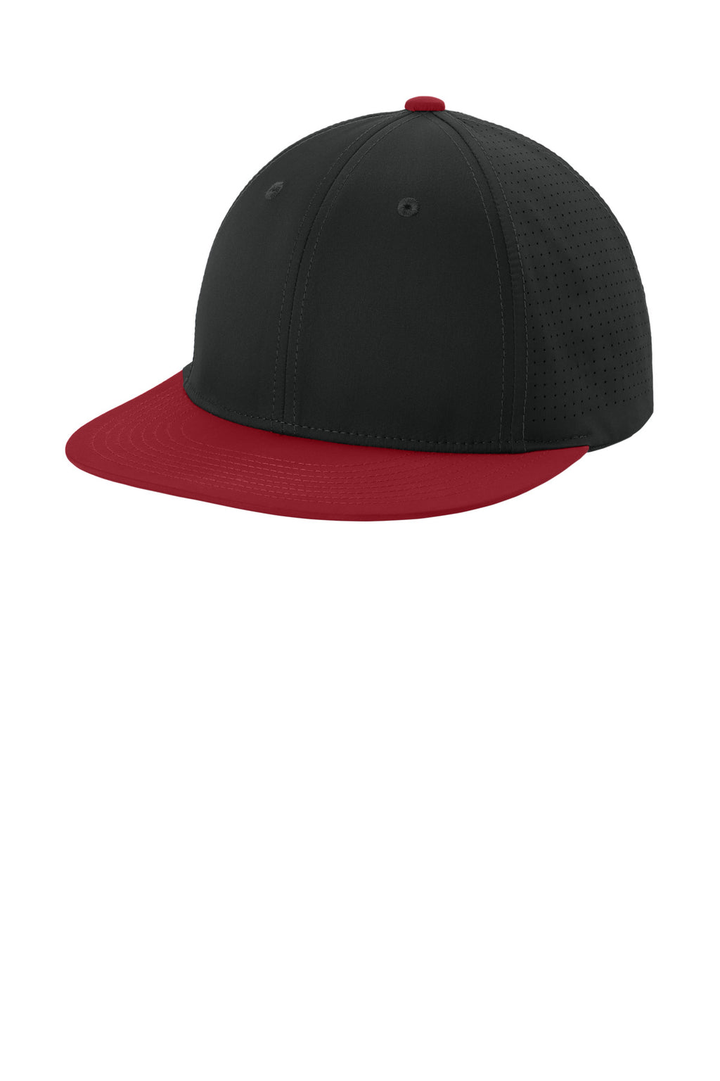 Sport-Tek Pro-Cut Stretch-Tek Cap STC64 - Black/ Deep Red/ Black - front