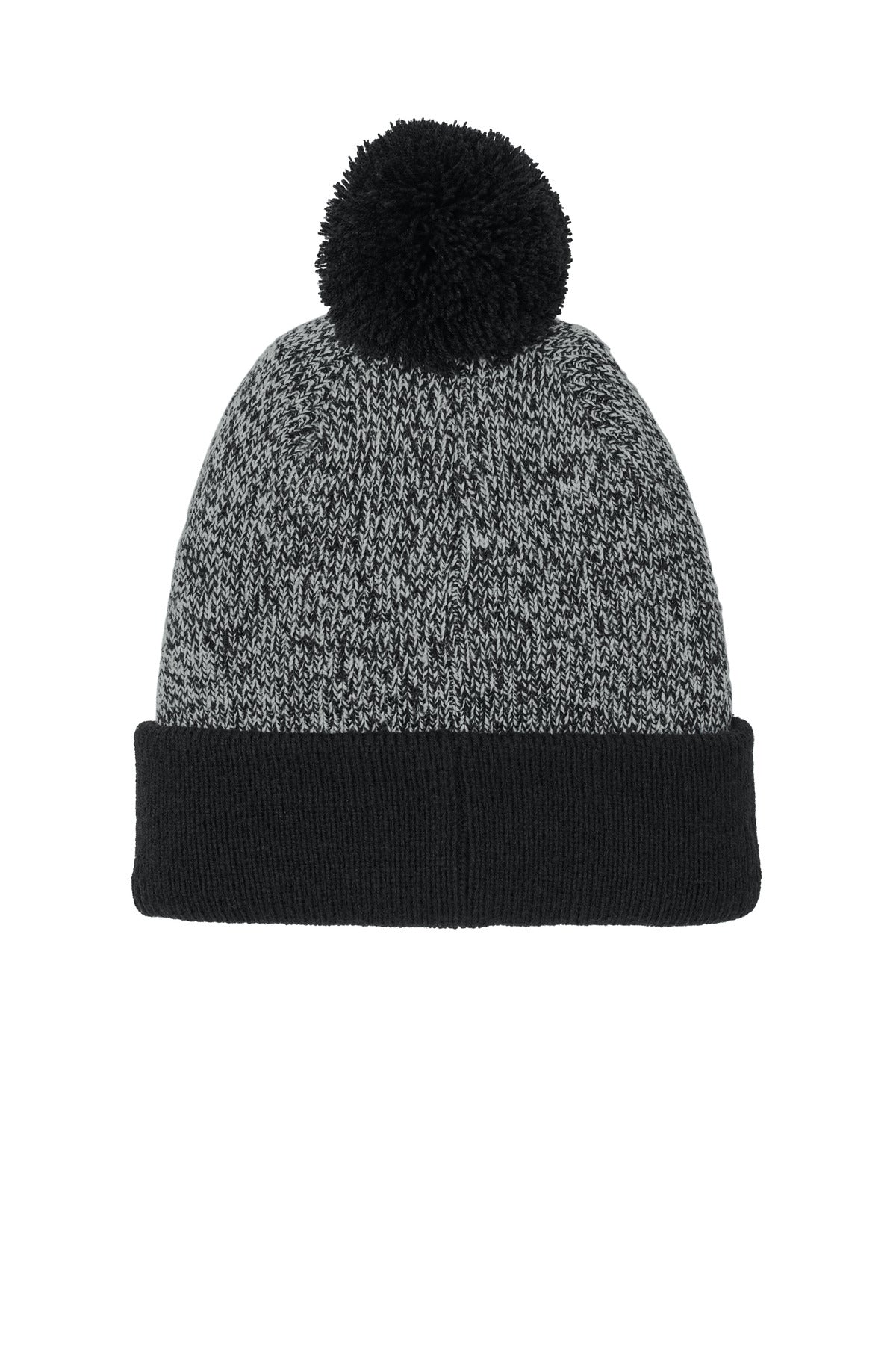 Sport-Tek Halftime Heather Pom Beanie STC68 - Black/ Silver - back