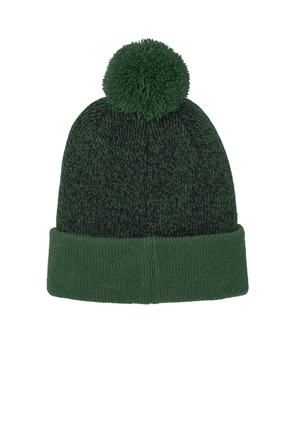 Sport-Tek Halftime Heather Pom Beanie STC68 - Forest Green/ Black - back