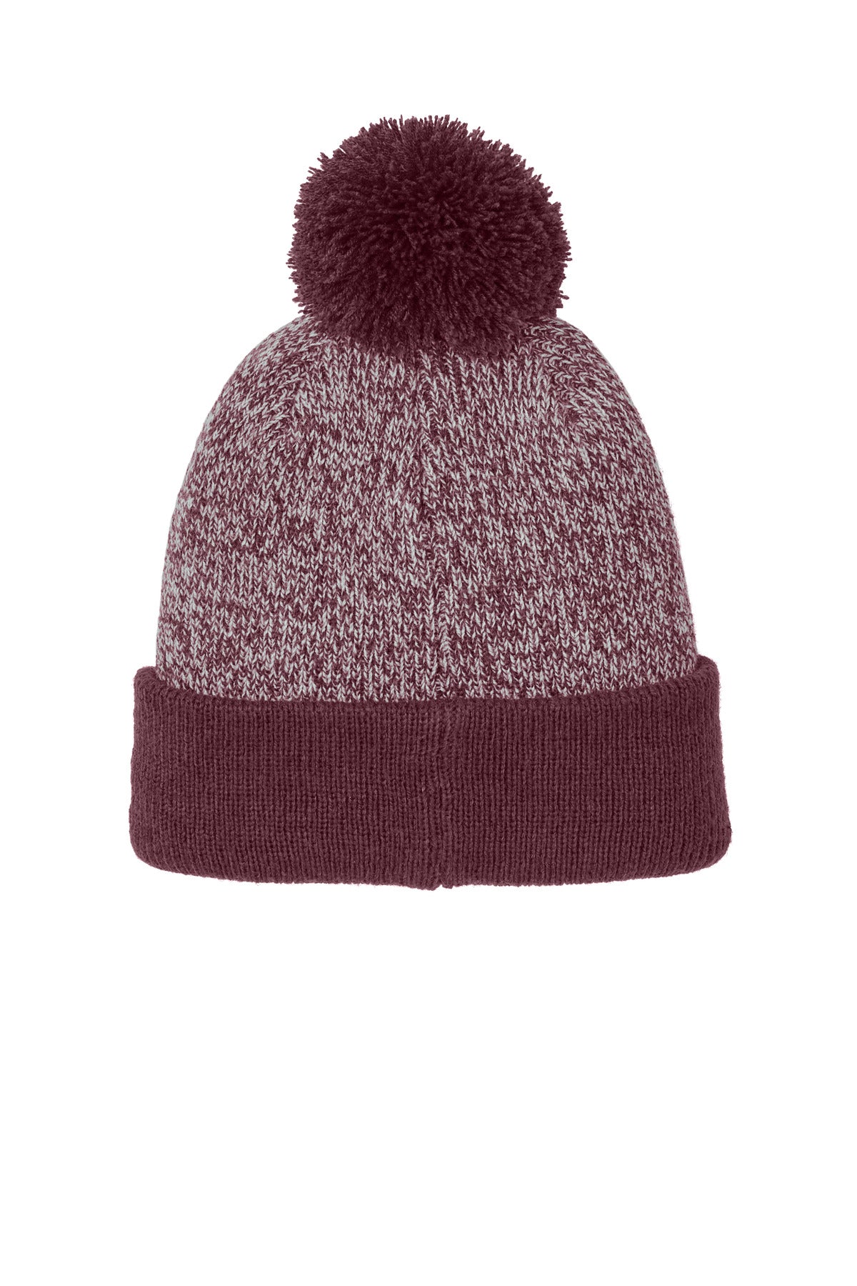 Sport-Tek Halftime Heather Pom Beanie STC68 - Maroon/ Silver - back