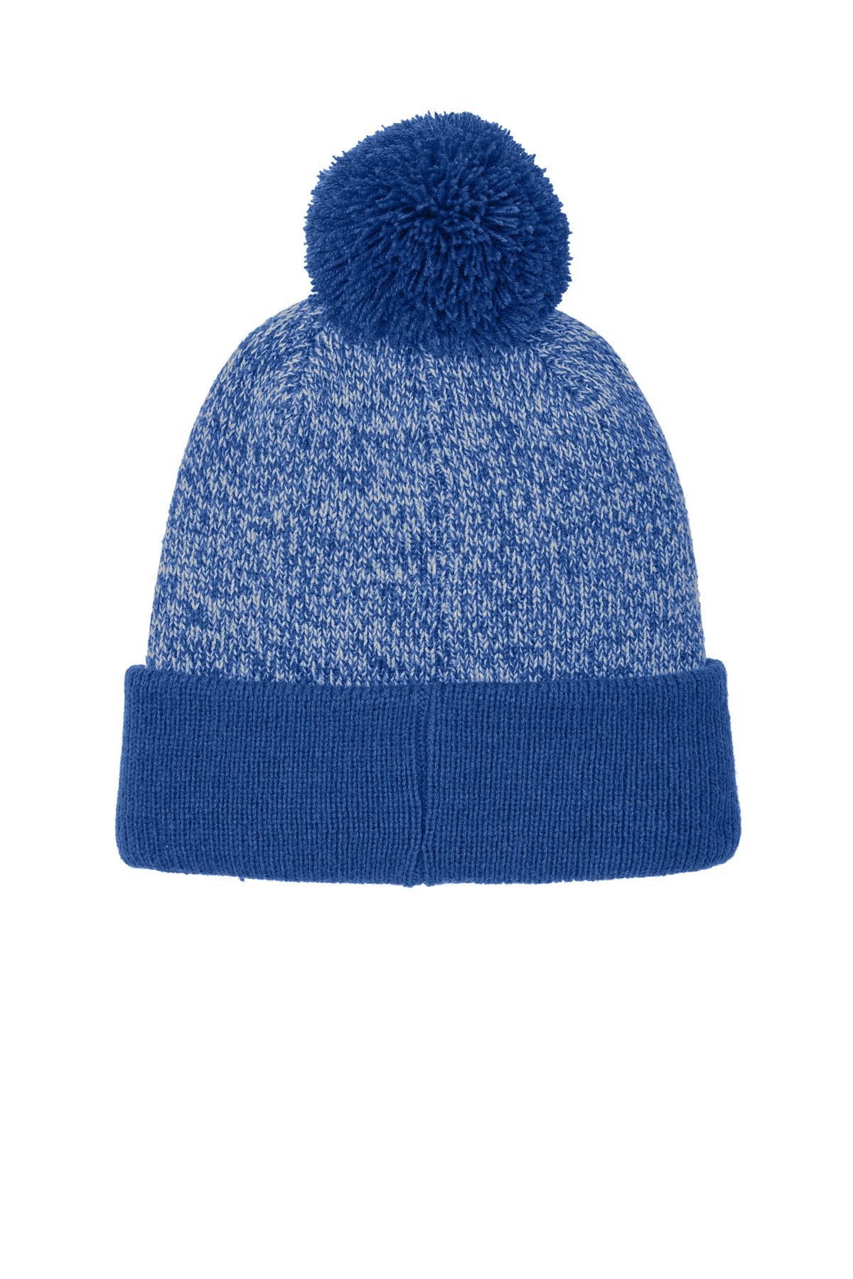 Sport-Tek Halftime Heather Pom Beanie STC68 - True Royal/ Silver - back