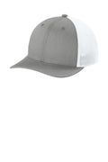 Sport-Tek Stretch-Tek Snapback Trucker Cap STC74 - Heather Grey/ White - front