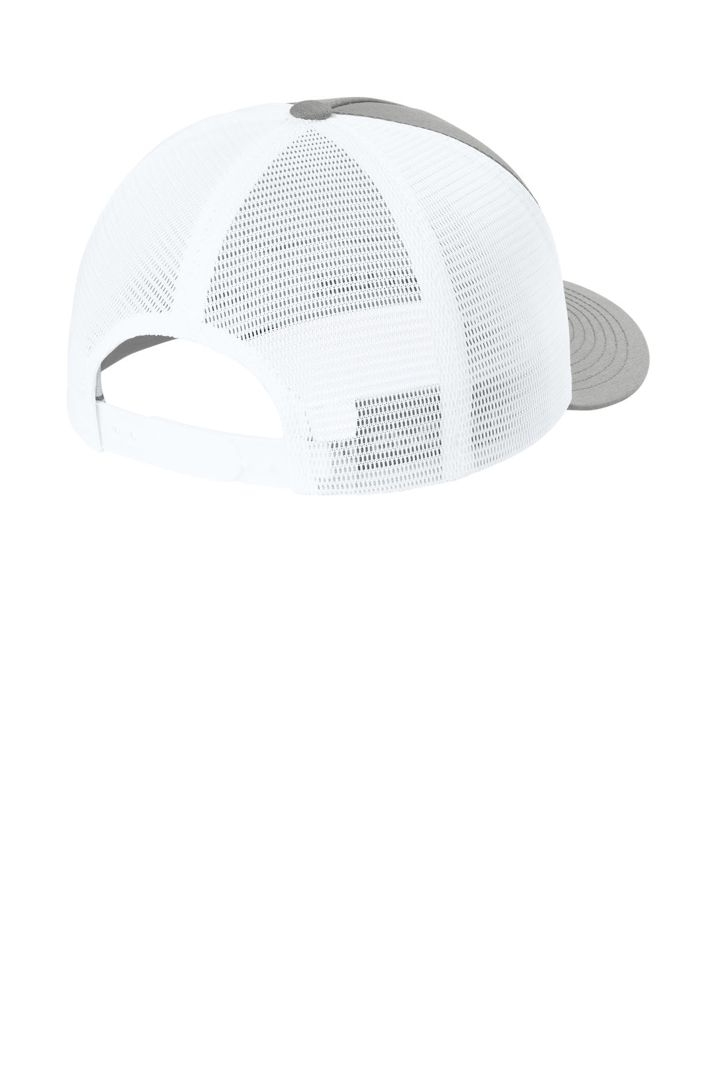 Sport-Tek Stretch-Tek 5-Panel Trucker Cap STC75 - Heather Grey/ White - back