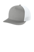 Sport-Tek Stretch-Tek 5-Panel Trucker Cap STC75 - Heather Grey/ White - front