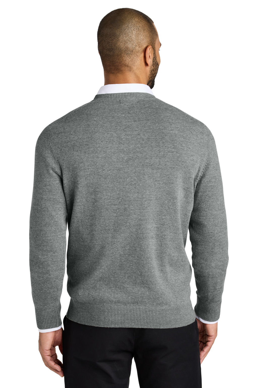 Port Authority Easy Care V-Neck Sweater SW2850 - Medium Heather Grey - back