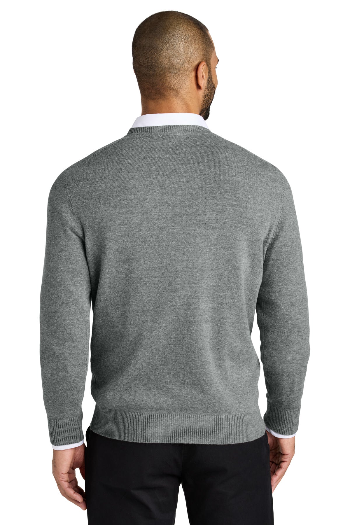 Port Authority Easy Care V-Neck Sweater SW2850 - Medium Heather Grey - back