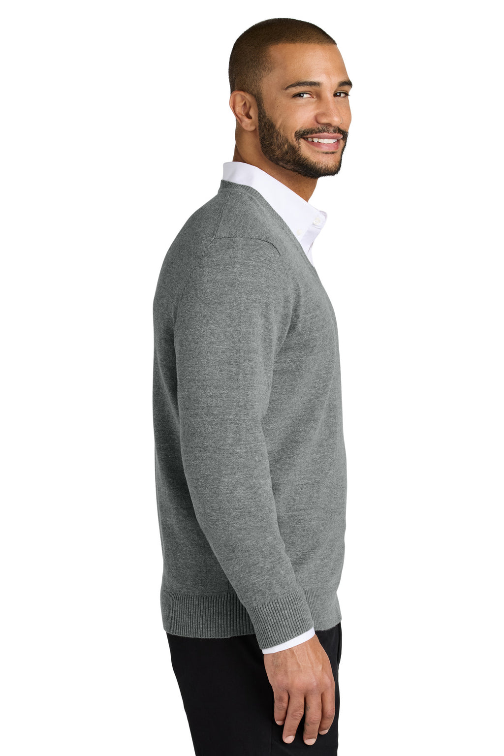 Port Authority Easy Care V-Neck Sweater SW2850 - Medium Heather Grey - side