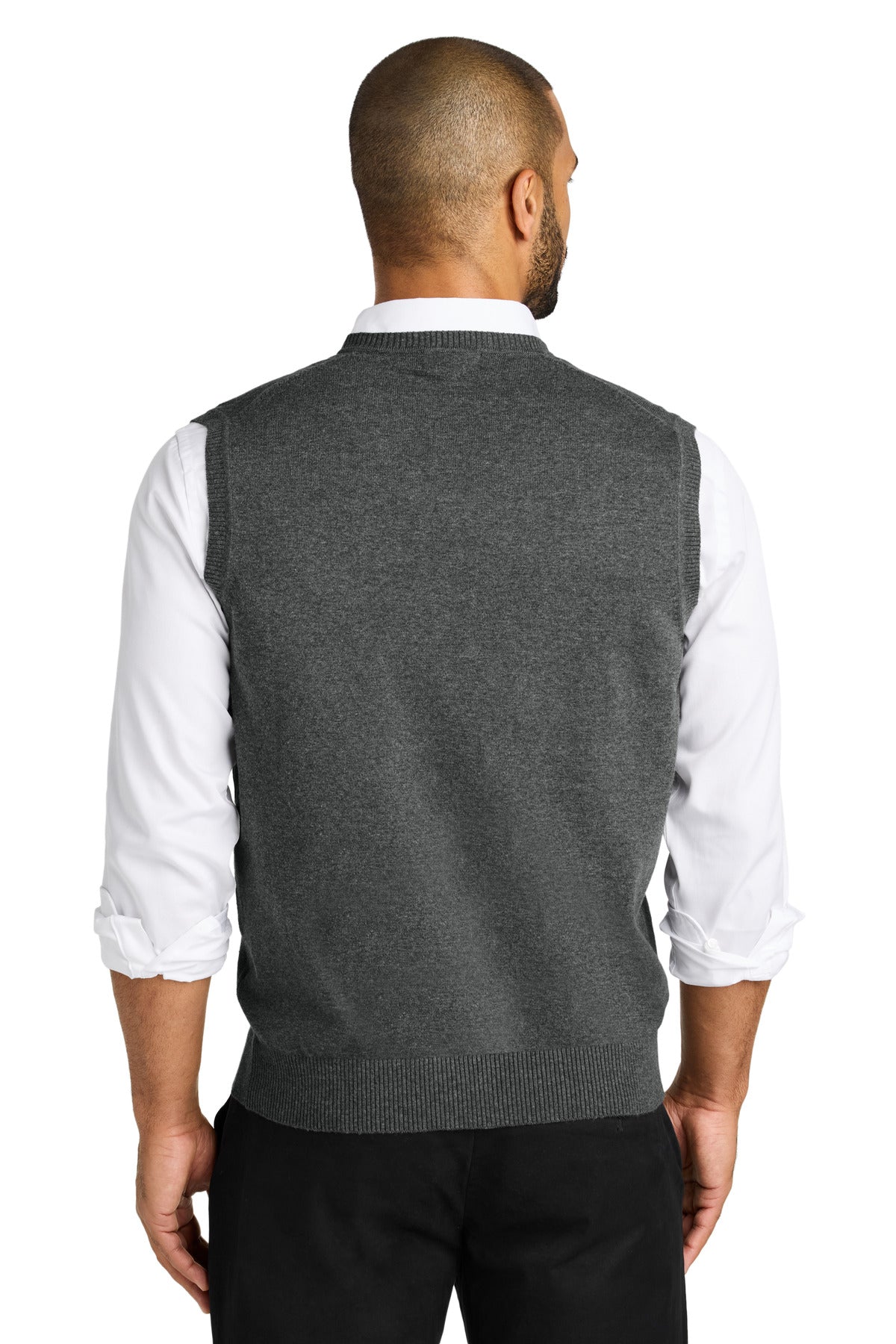 Port Authority Easy Care Sweater Vest SW2860 - Charcoal Heather - back