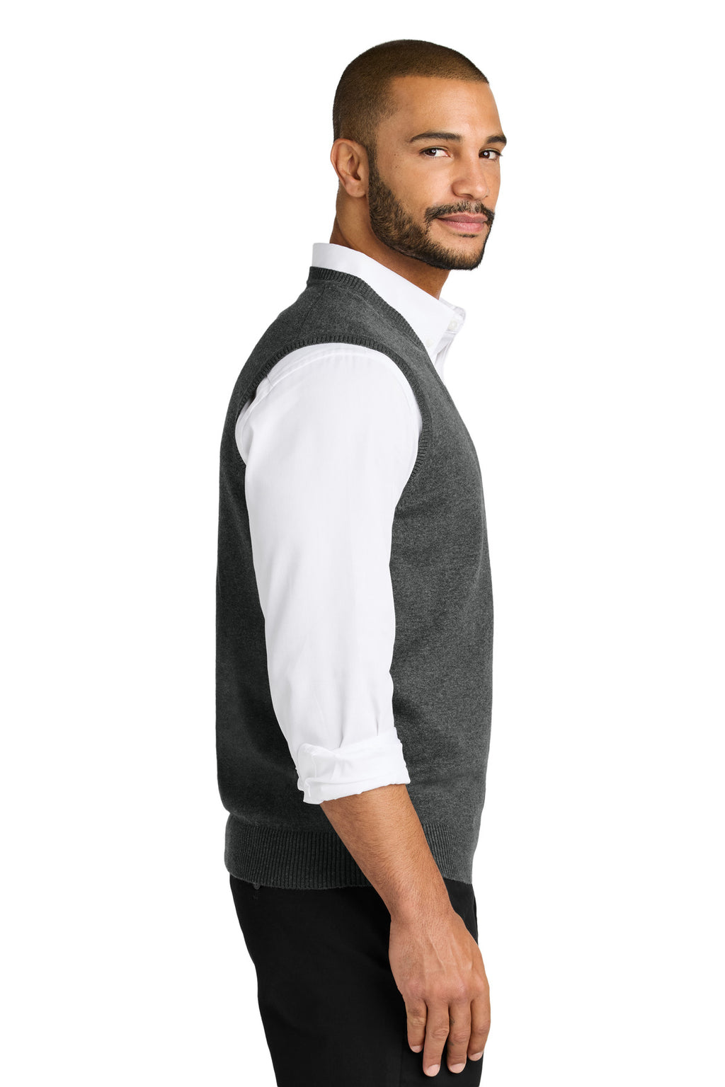 Port Authority Easy Care Sweater Vest SW2860 - Charcoal Heather - side