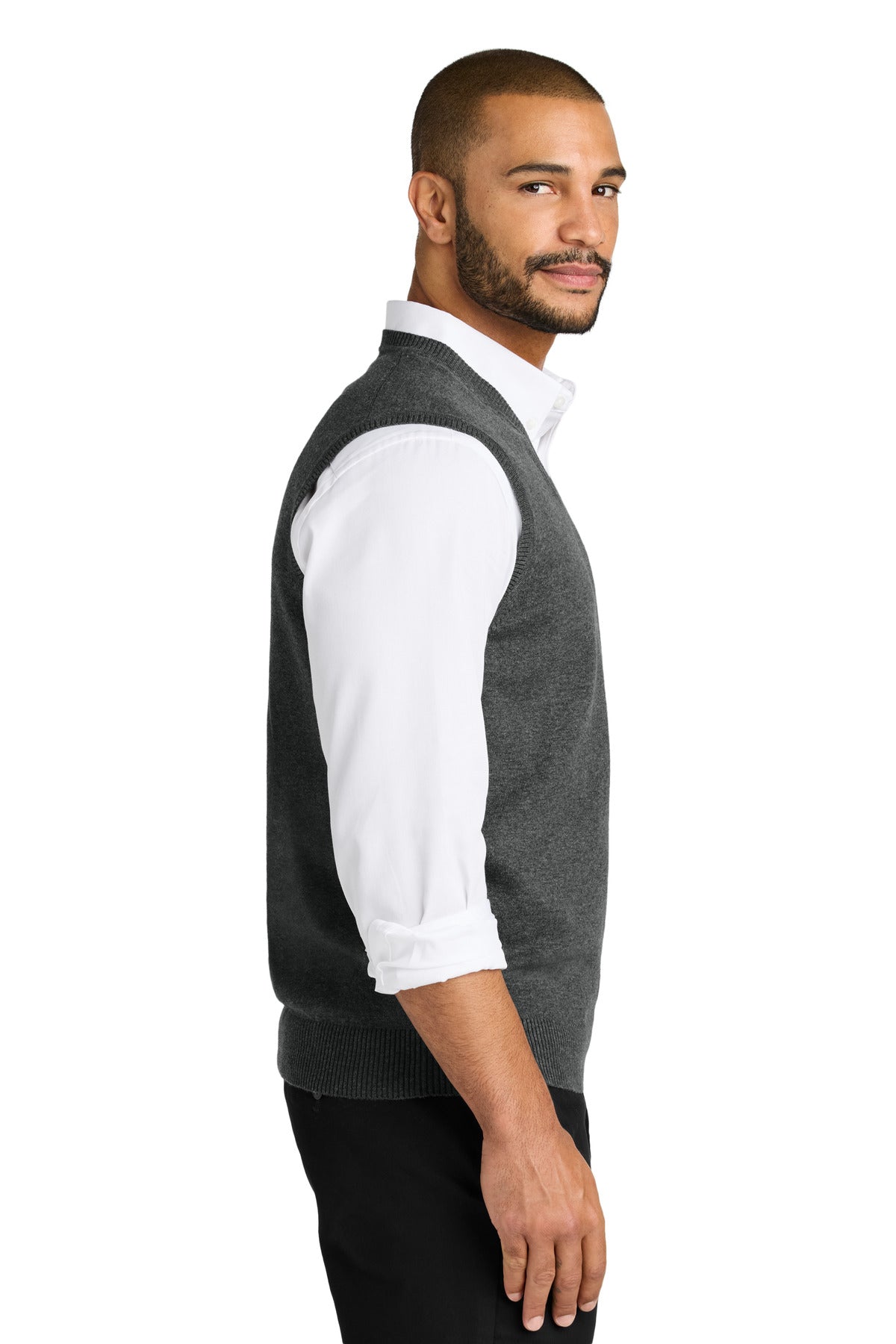 Port Authority Easy Care Sweater Vest SW2860 - Charcoal Heather - side