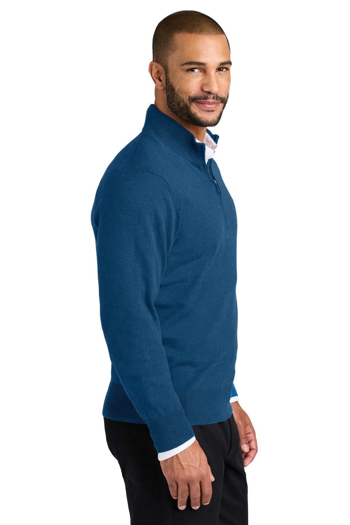 Port Authority Easy Care 1/4-Zip Sweater SW2900 - Aegean Blue Heather - side