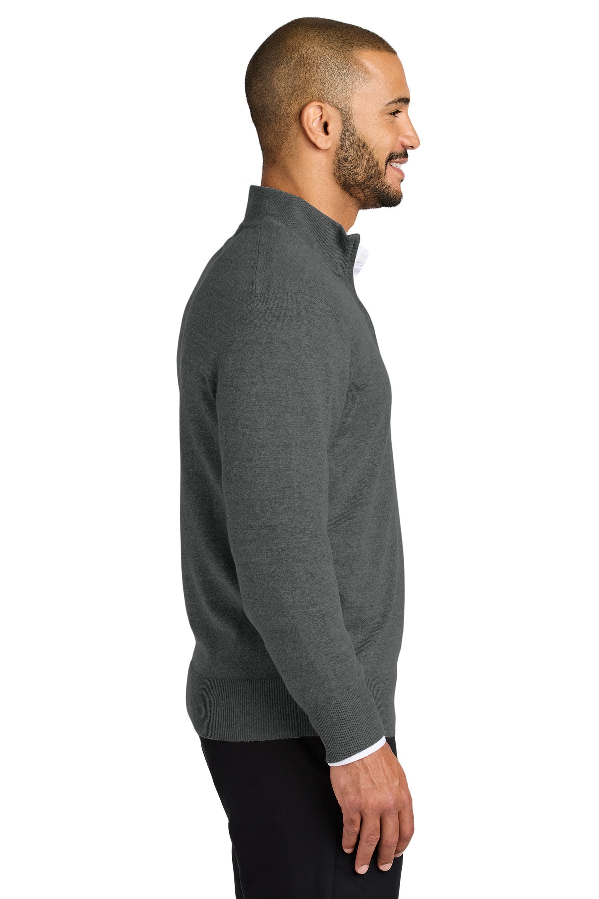 Port Authority Easy Care 1/4-Zip Sweater SW2900 - Charcoal Heather - side