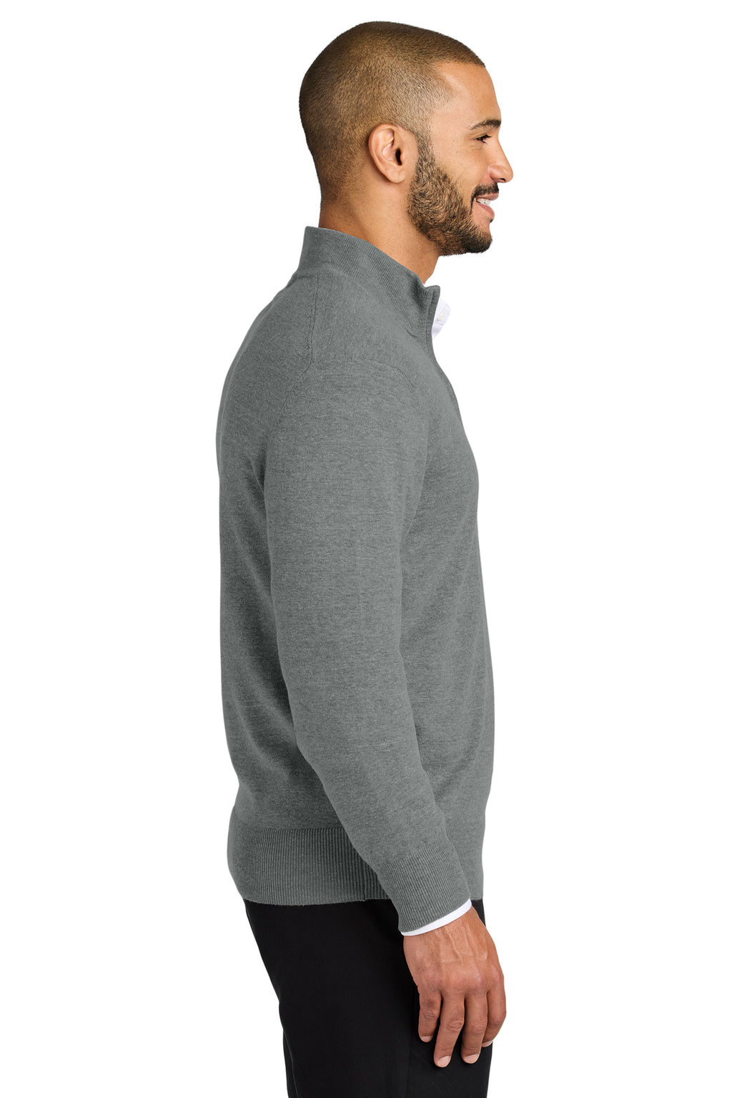 Port Authority Easy Care 1/4-Zip Sweater SW2900 - Medium Heather Grey - side