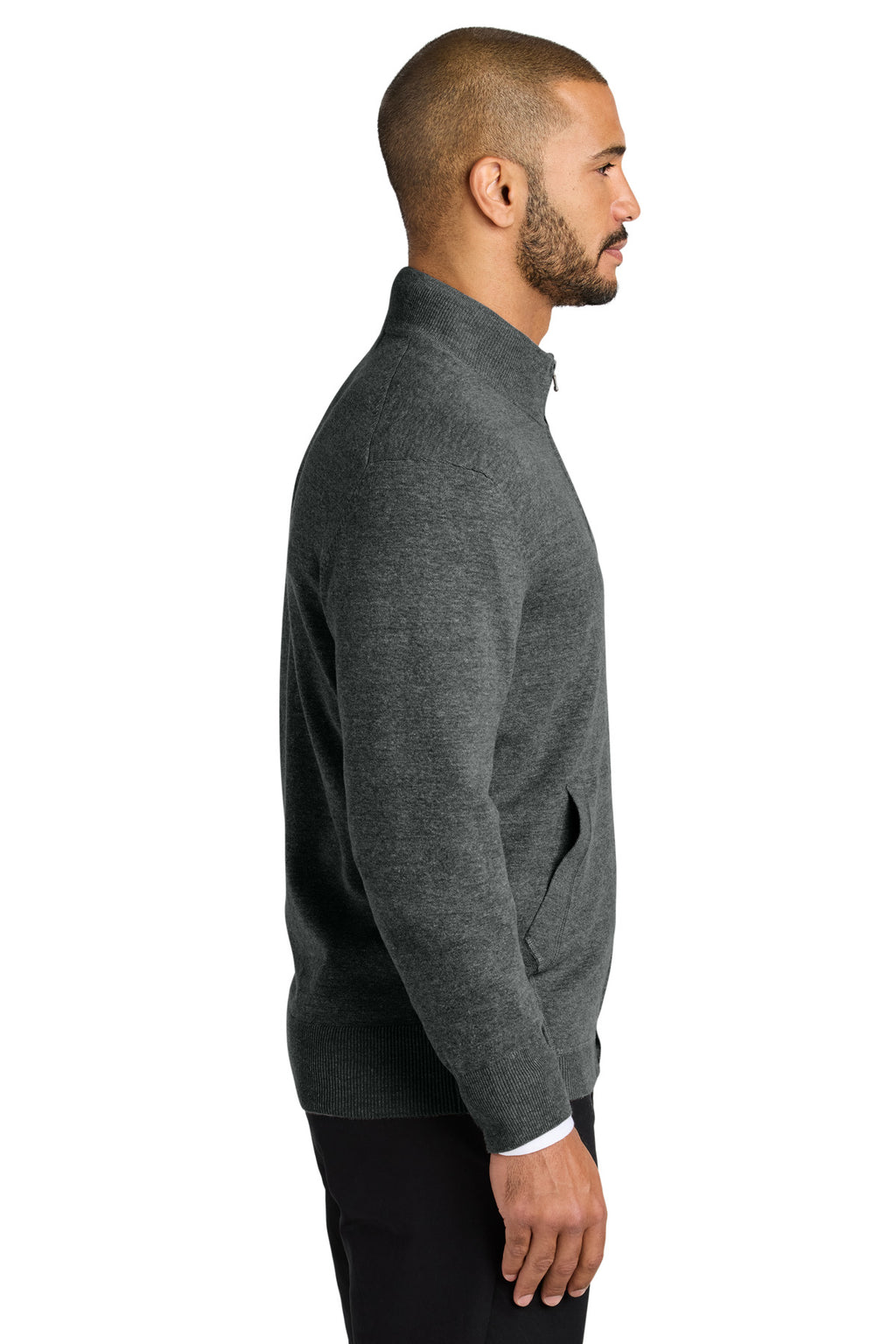 Port Authority Easy Care Full-Zip Sweater SW2901 - Charcoal Heather - side