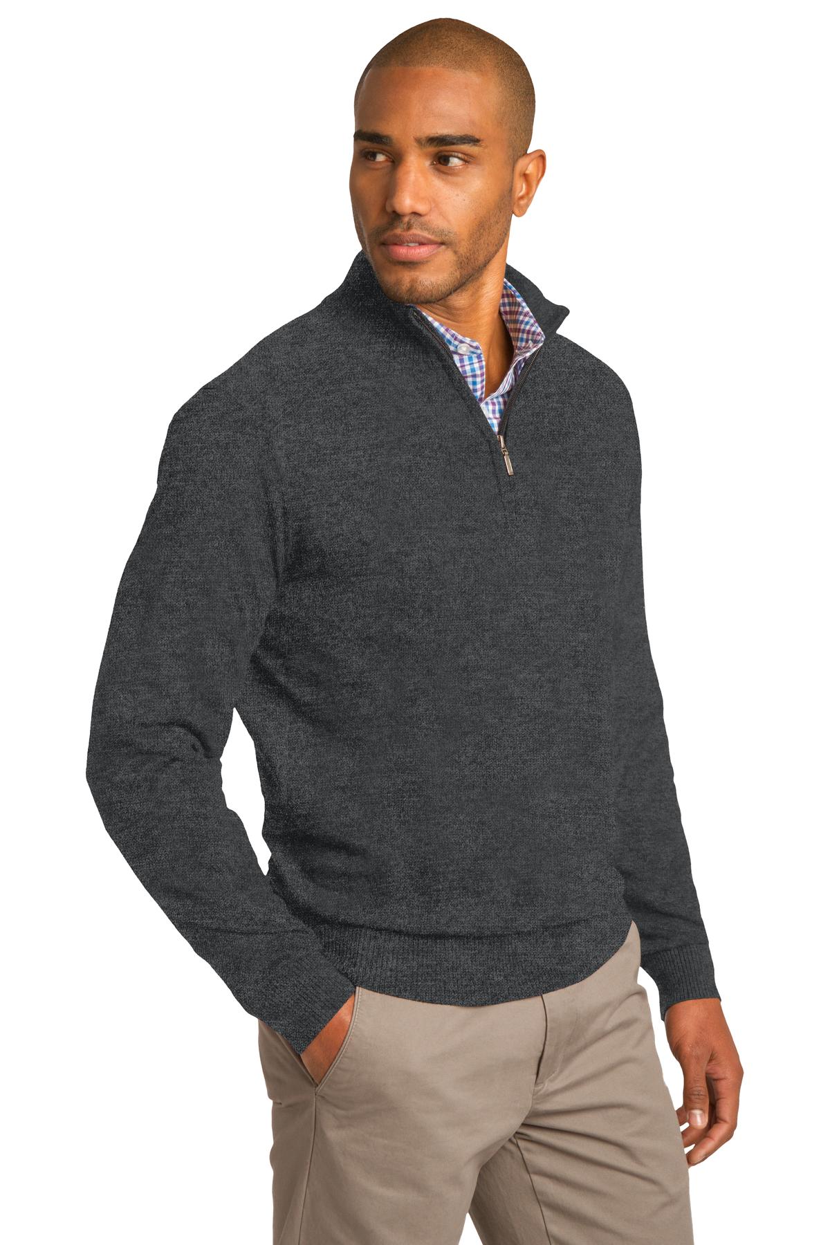 DISCONTINUED Port Authority 1/2-Zip Sweater. SW290 - Charcoal Heather - three_q