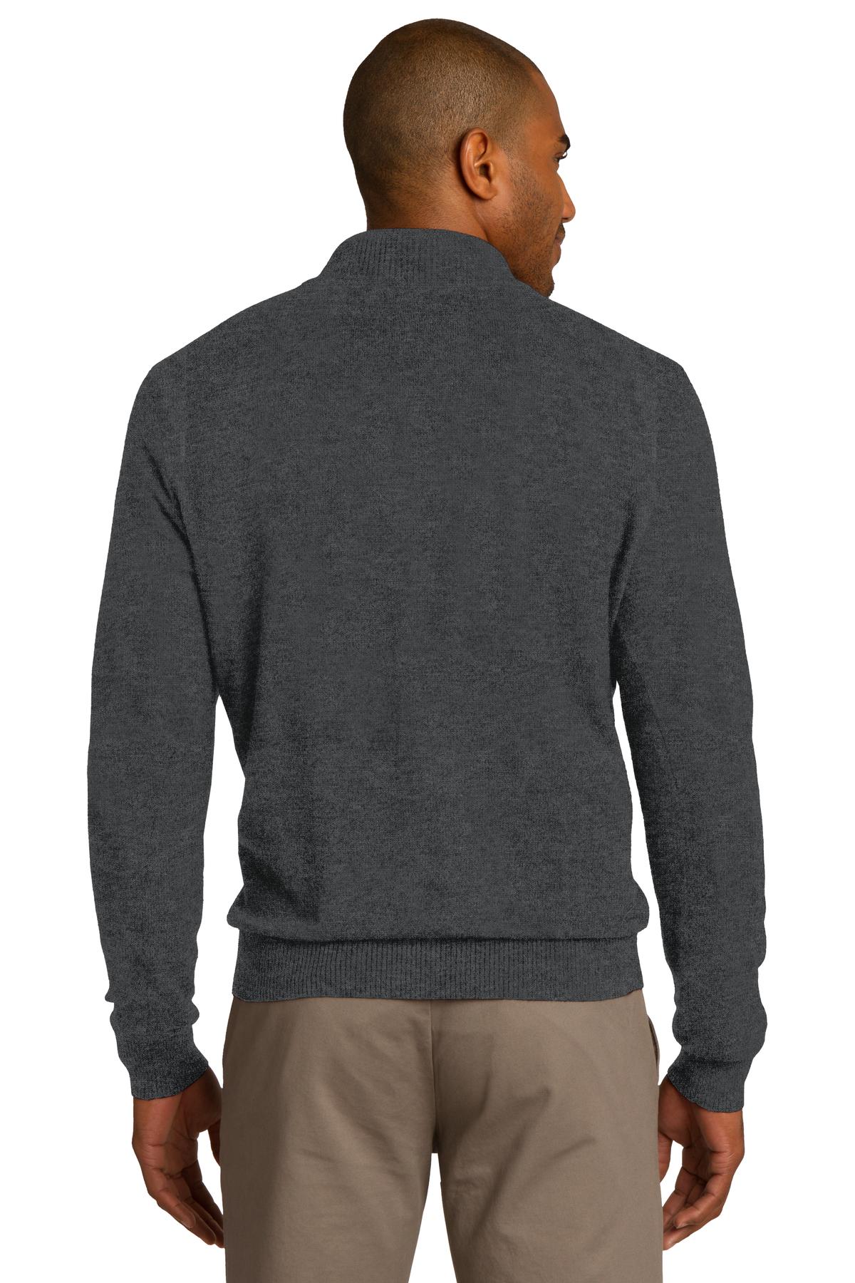 DISCONTINUED Port Authority 1/2-Zip Sweater. SW290 - Charcoal Heather - back